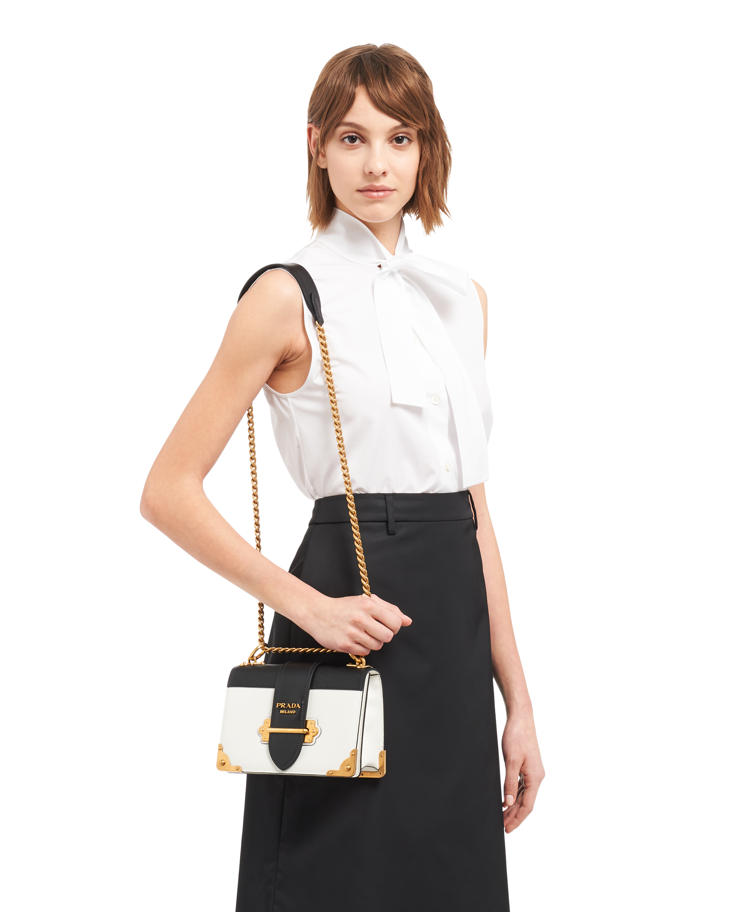 Leather Prada Cahier Shoulder Bag | Prada