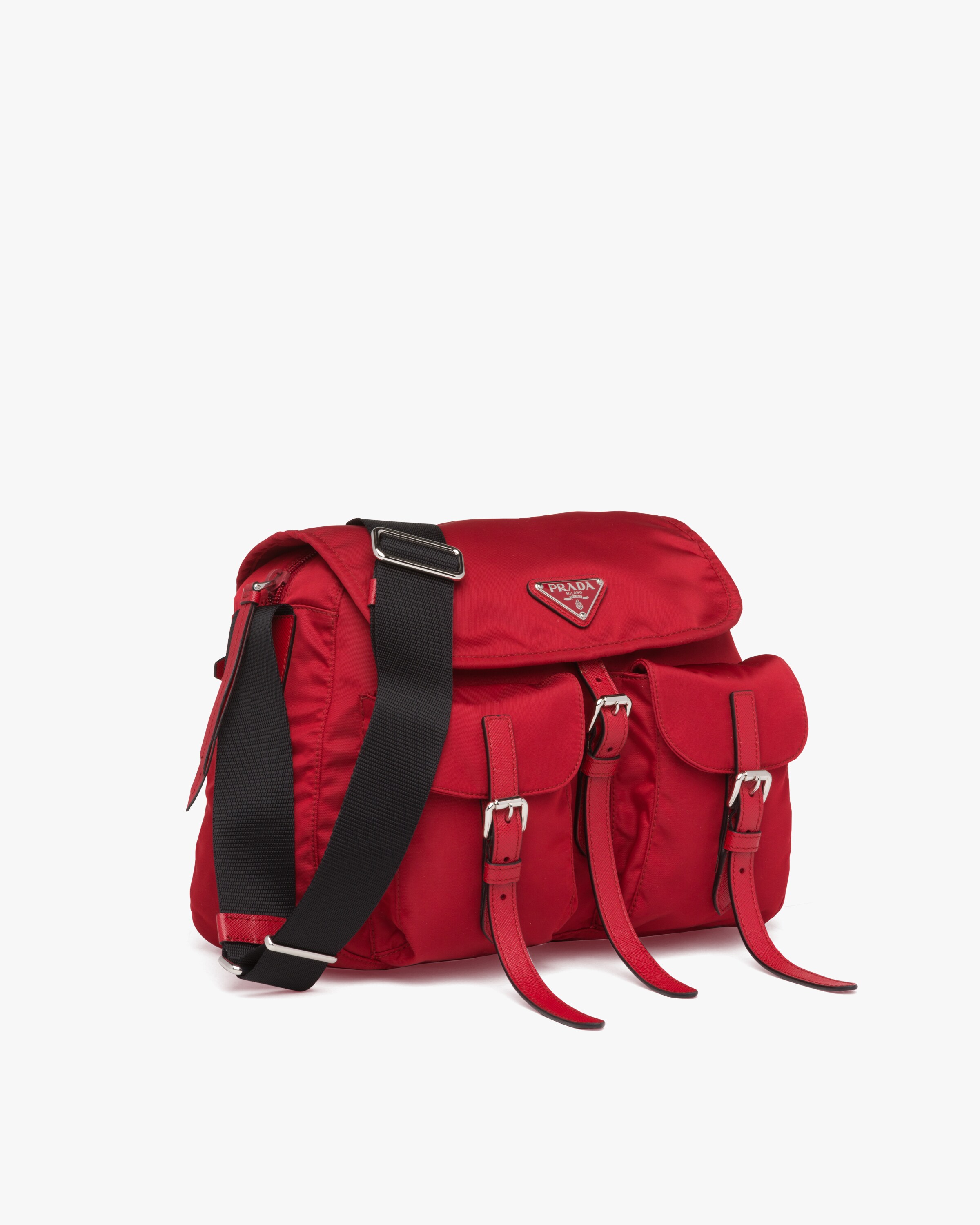 Fire/black Nylon Shoulder Bag Prada