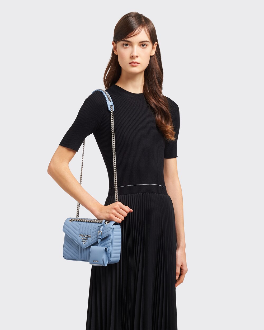 Astral Blue Prada Diagramme shoulder 