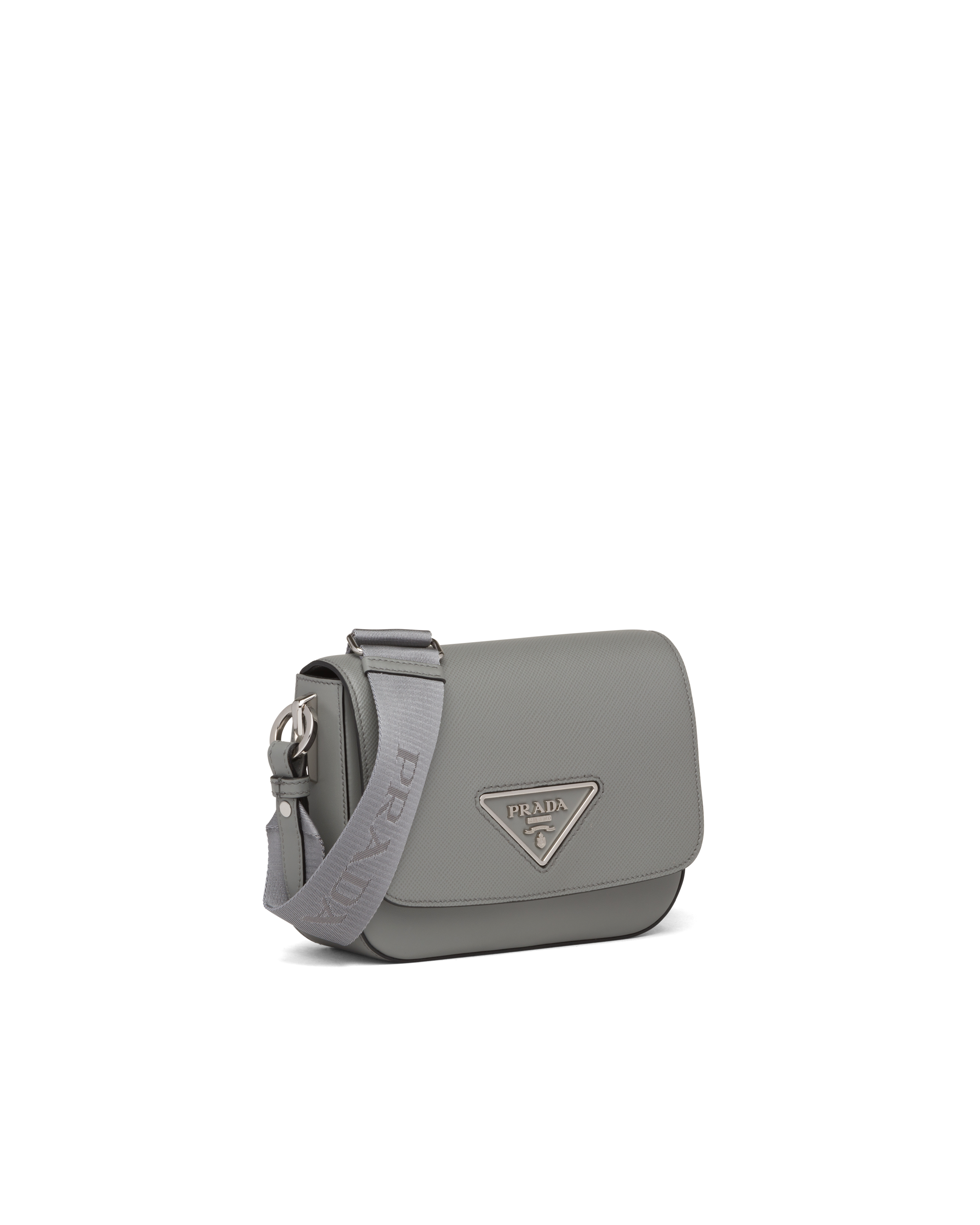 Slate Gray Saffiano leather Prada Identity shoulder bag Prada