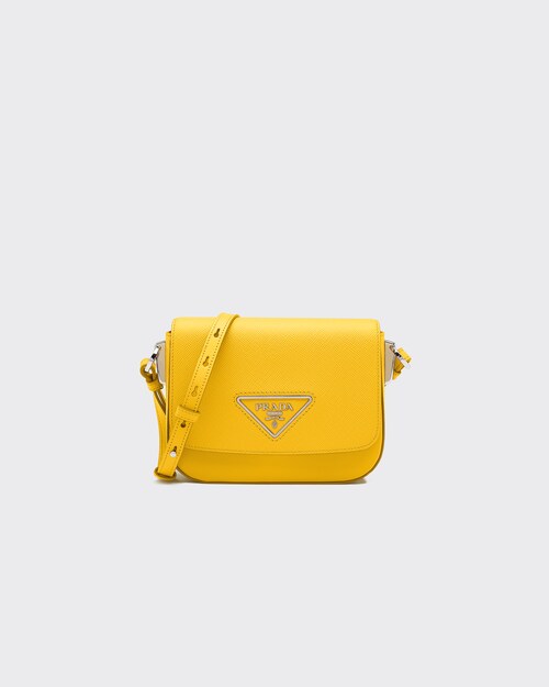 Sunny Yellow Saffiano leather Prada Identity shoulder bag | Prada