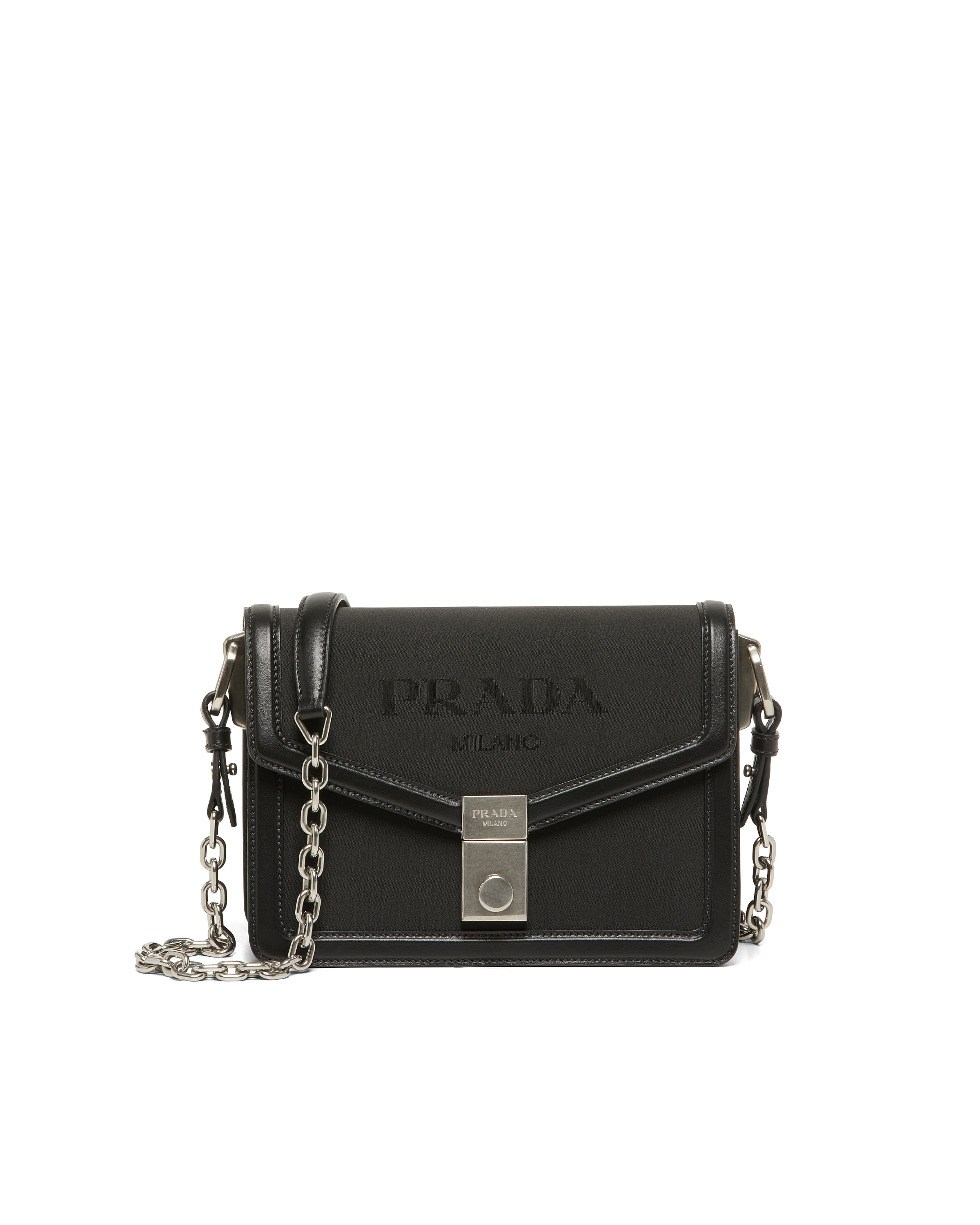 Bandolera De Re-Nylon Y Piel Saffiano Negro