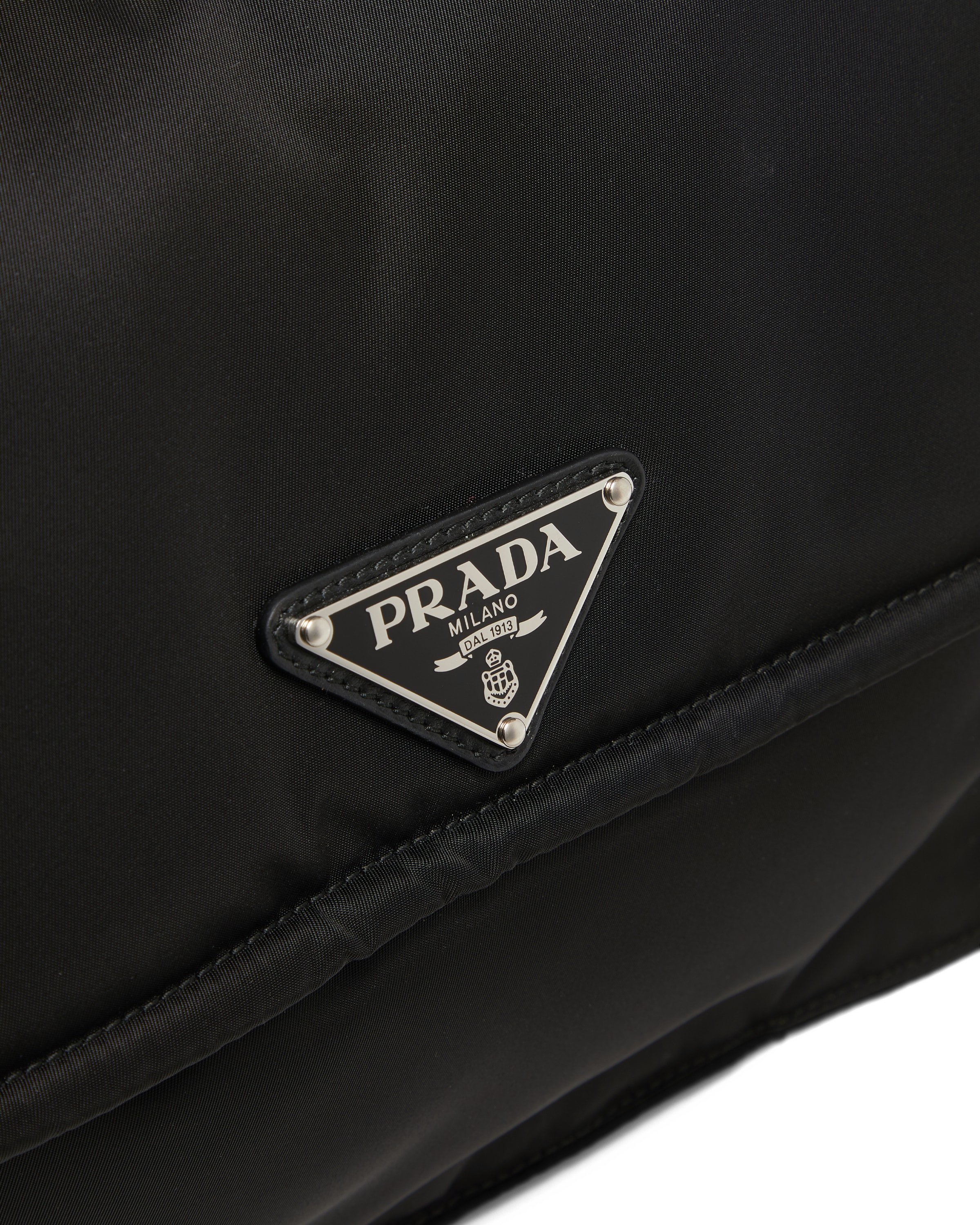 Black Large padded nylon shoulder bag Prada