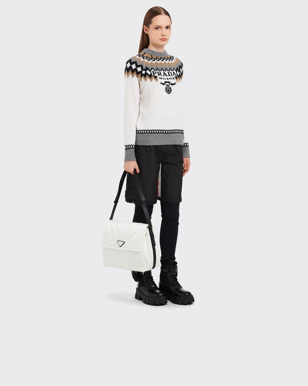 prada large padded nylon shoulder bolsa