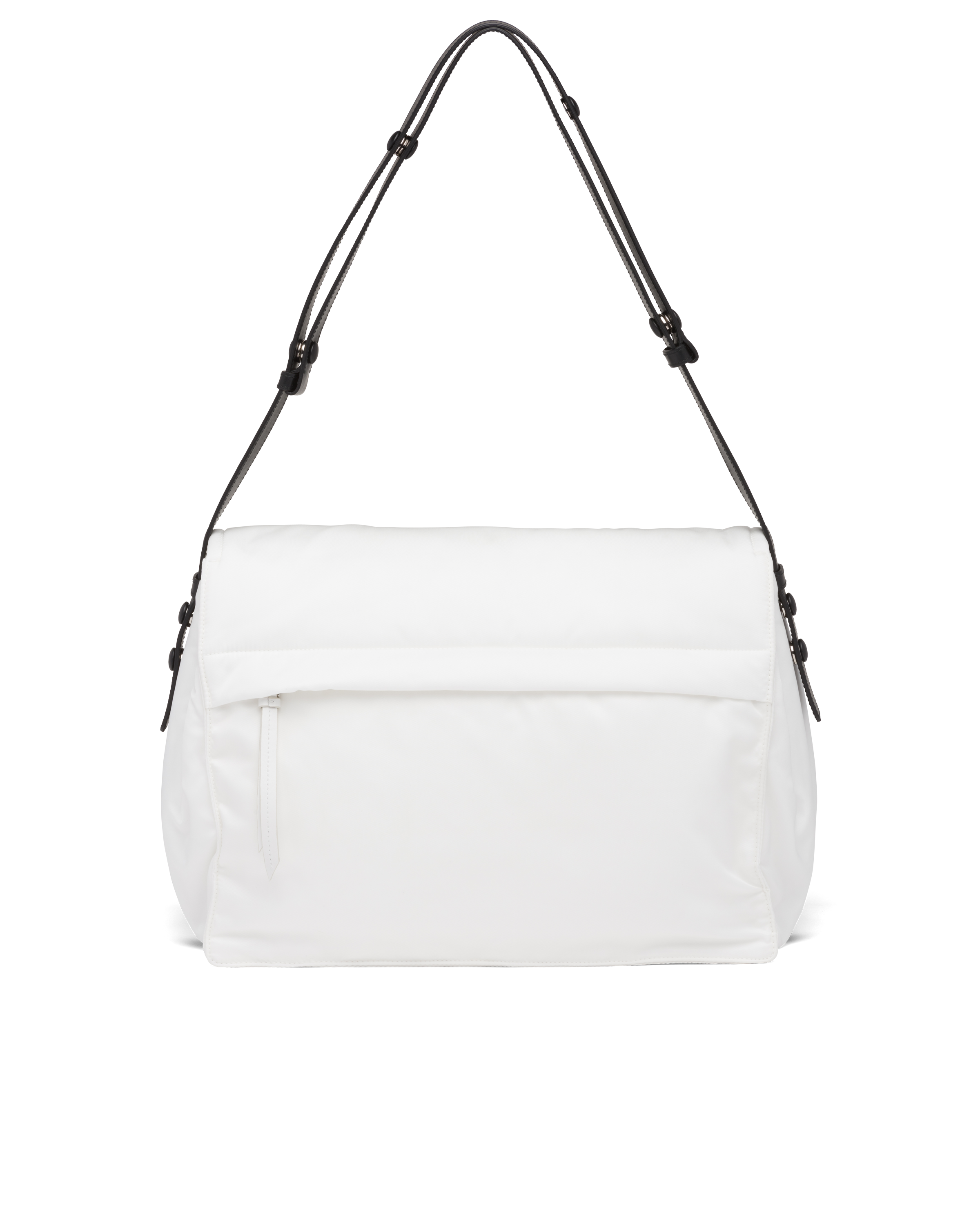 White/black Large padded ReNylon shoulder bag Prada