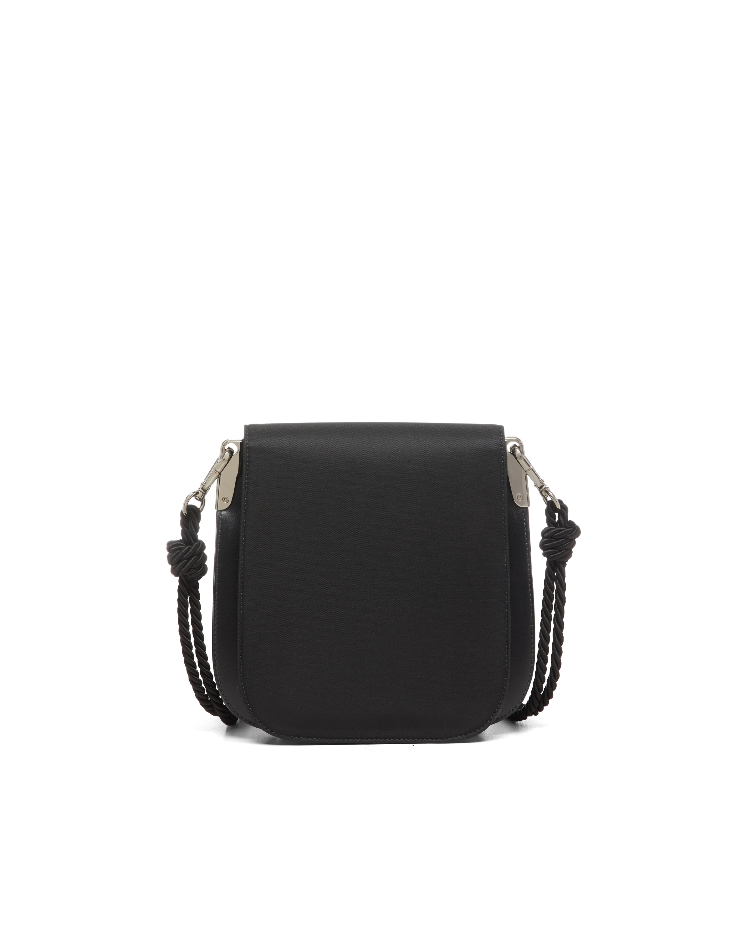 Black Nylon and leather bag with decorative trim Prada