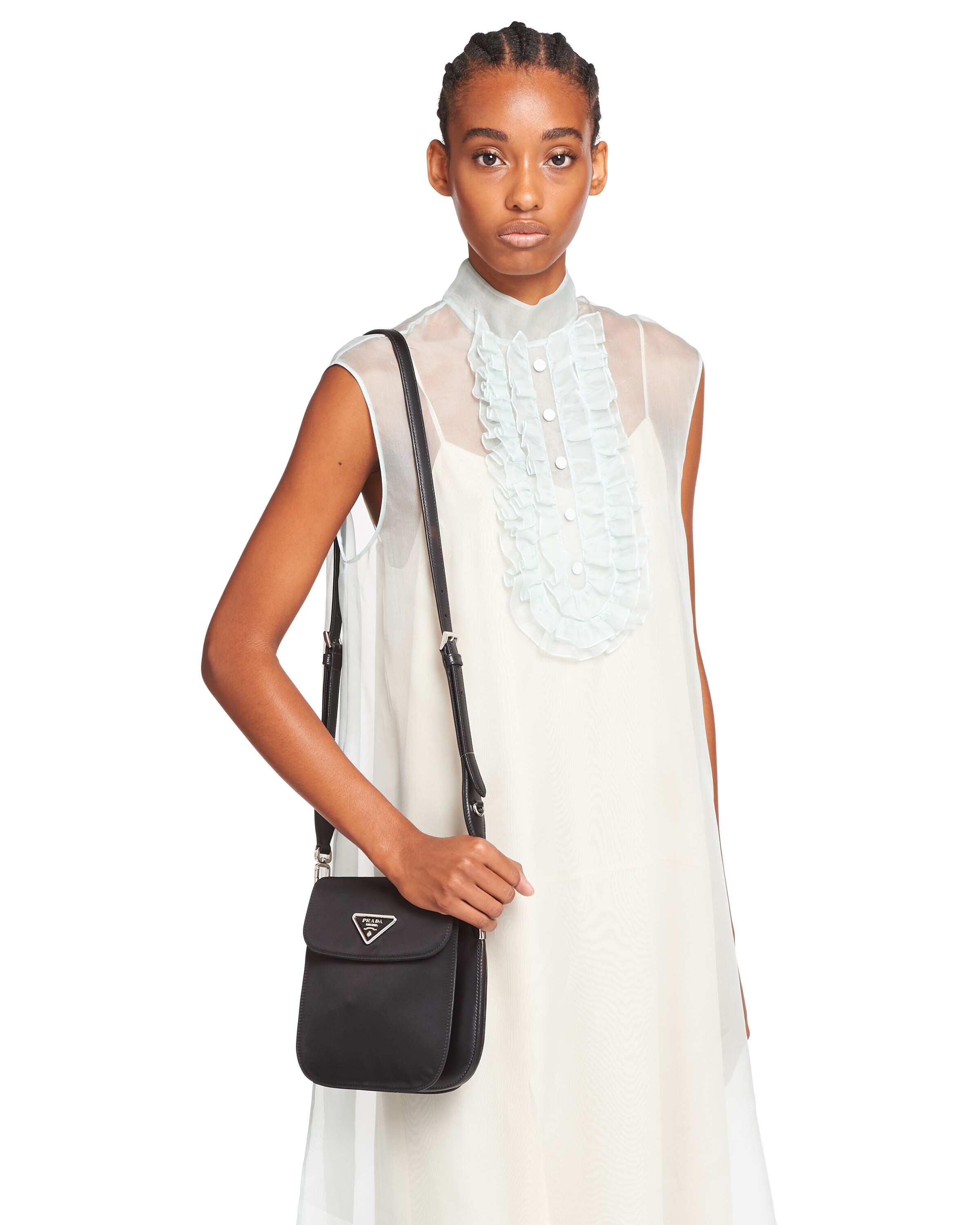 Nylon and leather shoulder bag Prada