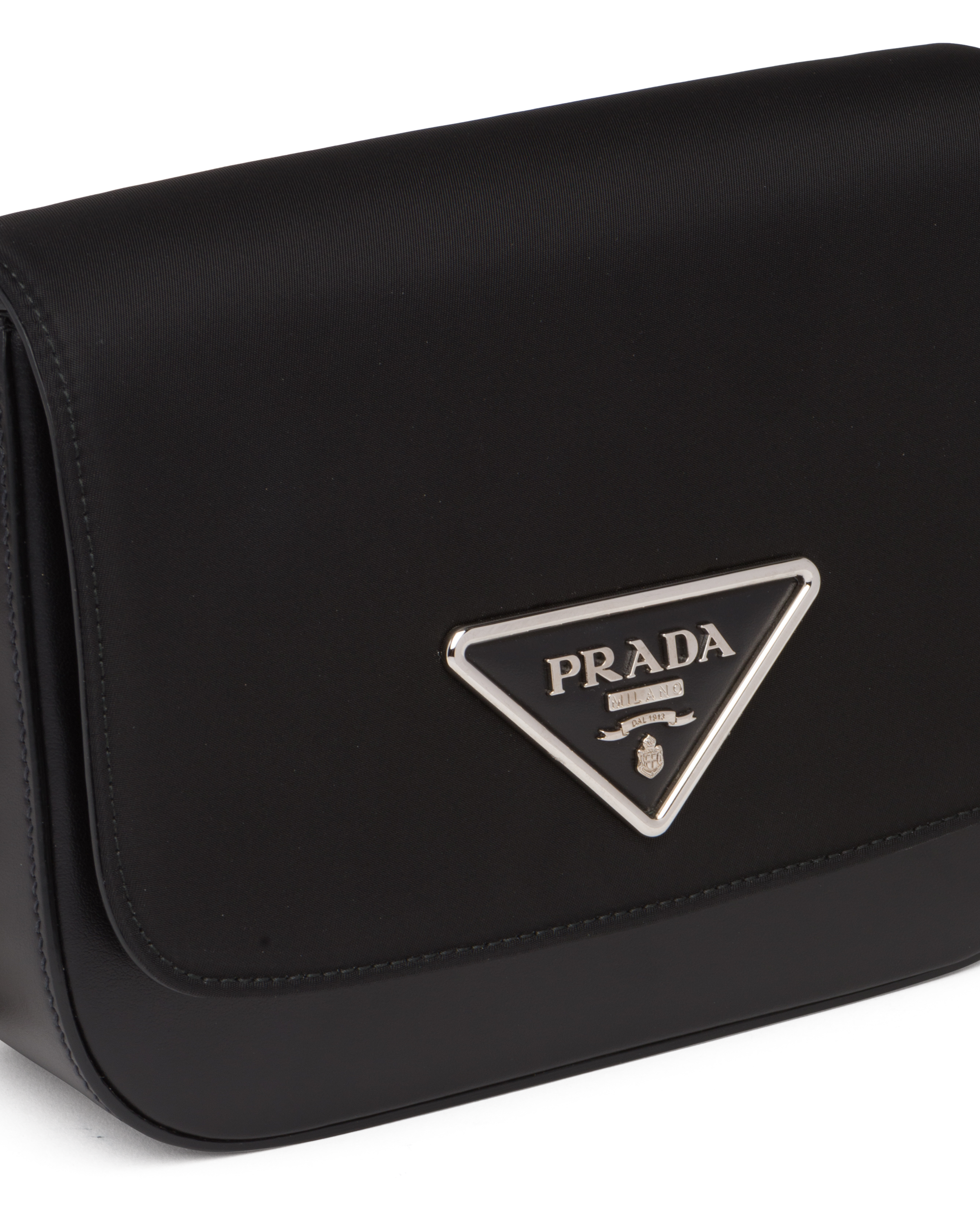 nylon and leather prada identity shoulder bag