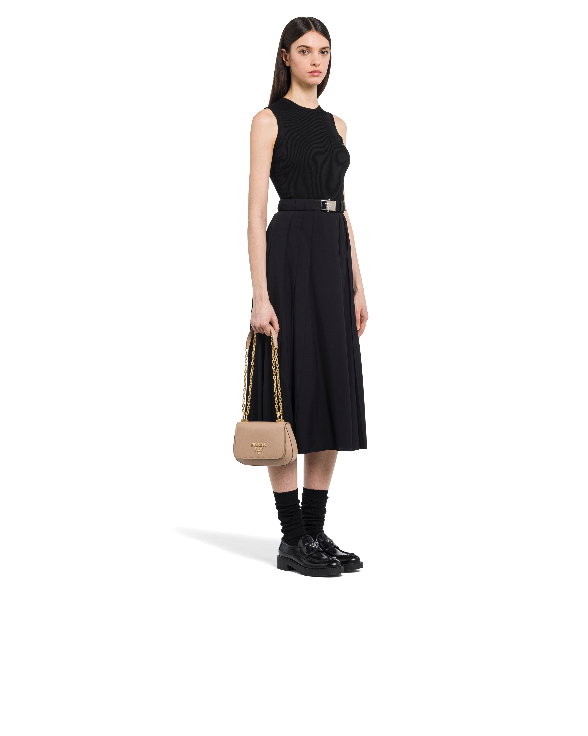 Cameo Beige Saffiano leather shoulder bag Prada