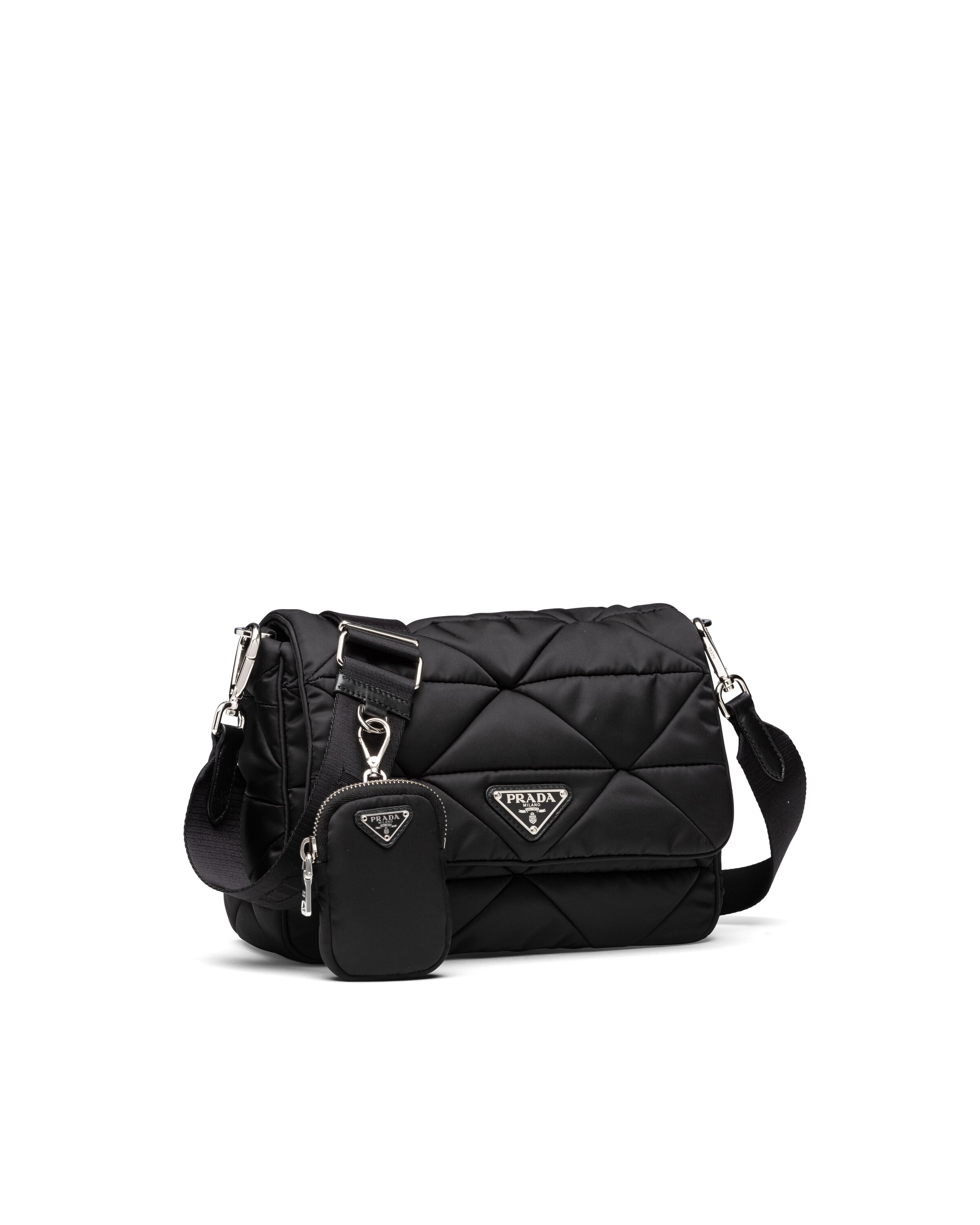 Black Padded nylon shoulder bag Prada