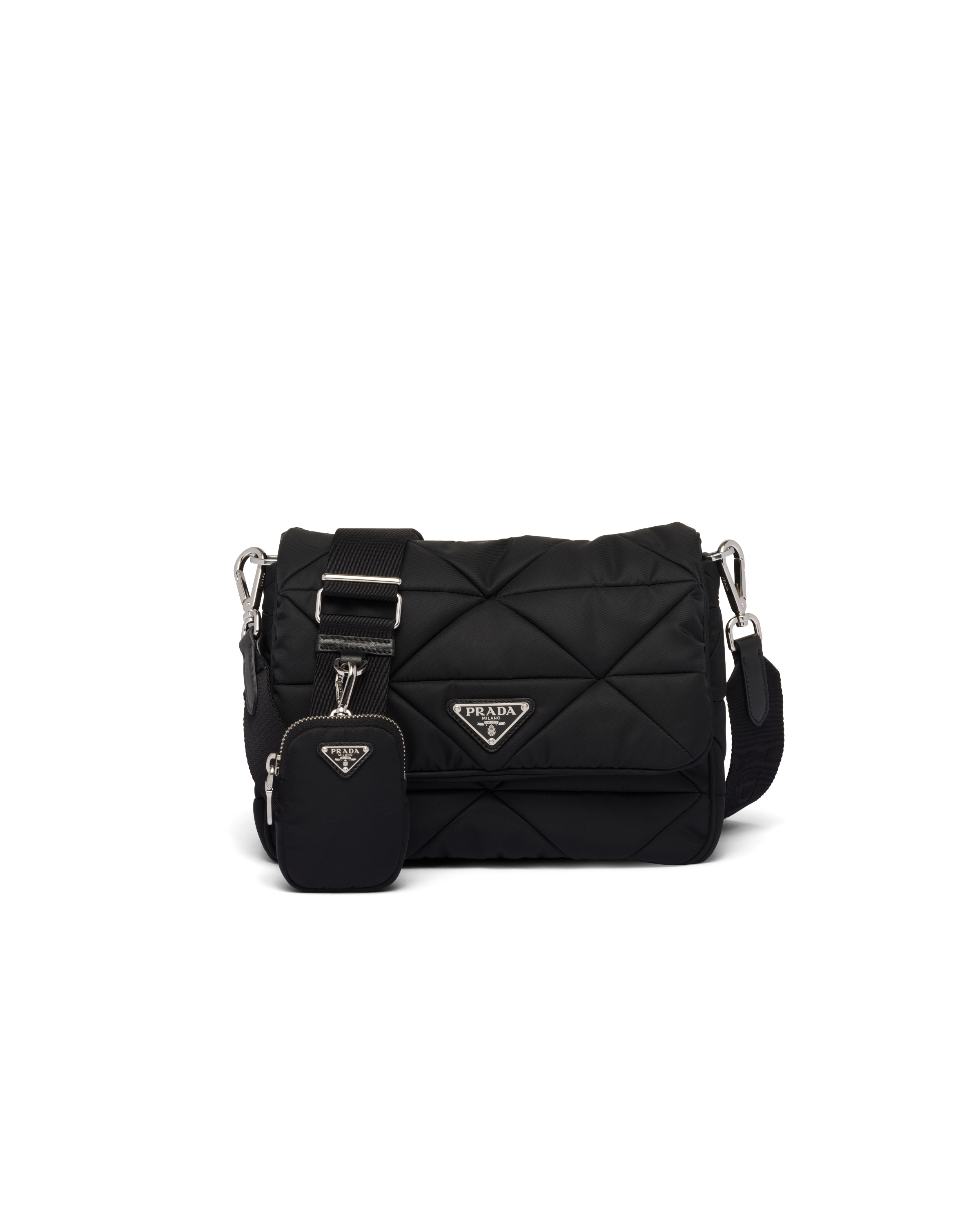 Shop Prada Padded Re-nylon Shoulder Bag In Black