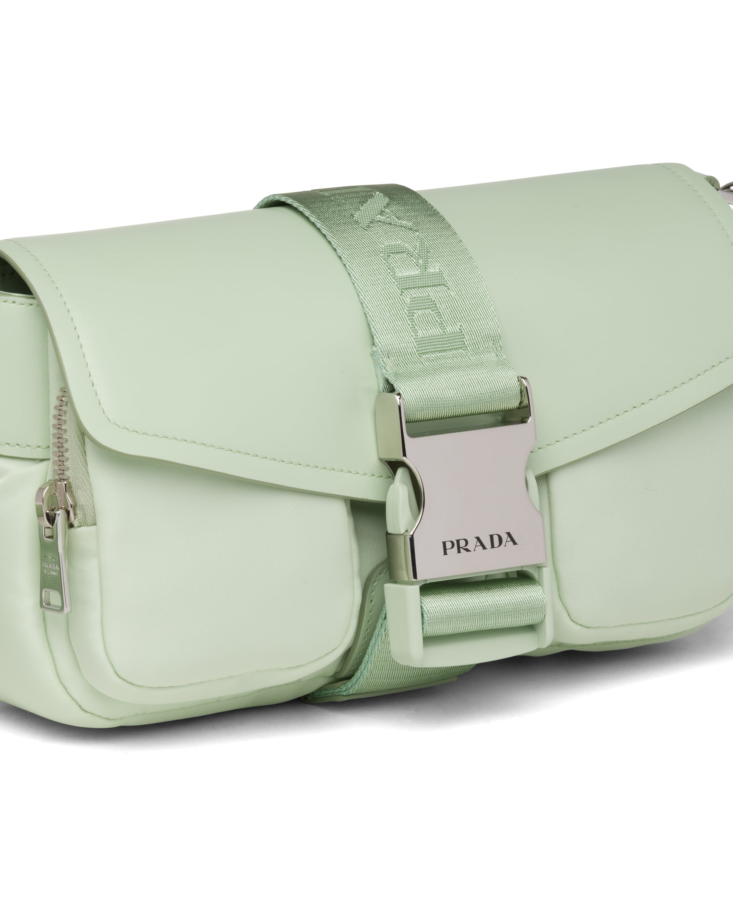 Aqua Prada Pocket nylon and brushed leather bag Prada