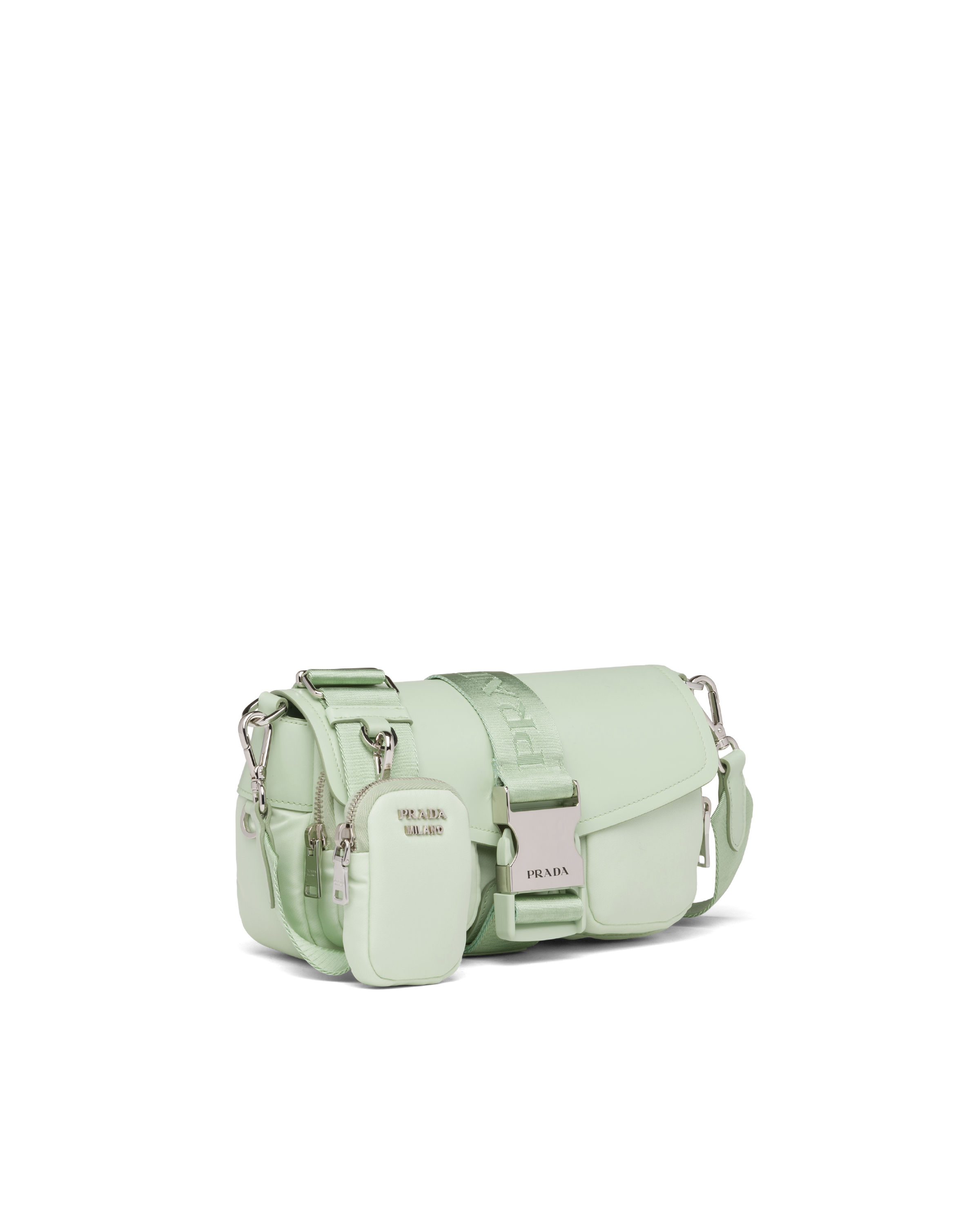 Prada pocket nylon 2025 and brushed leather bag