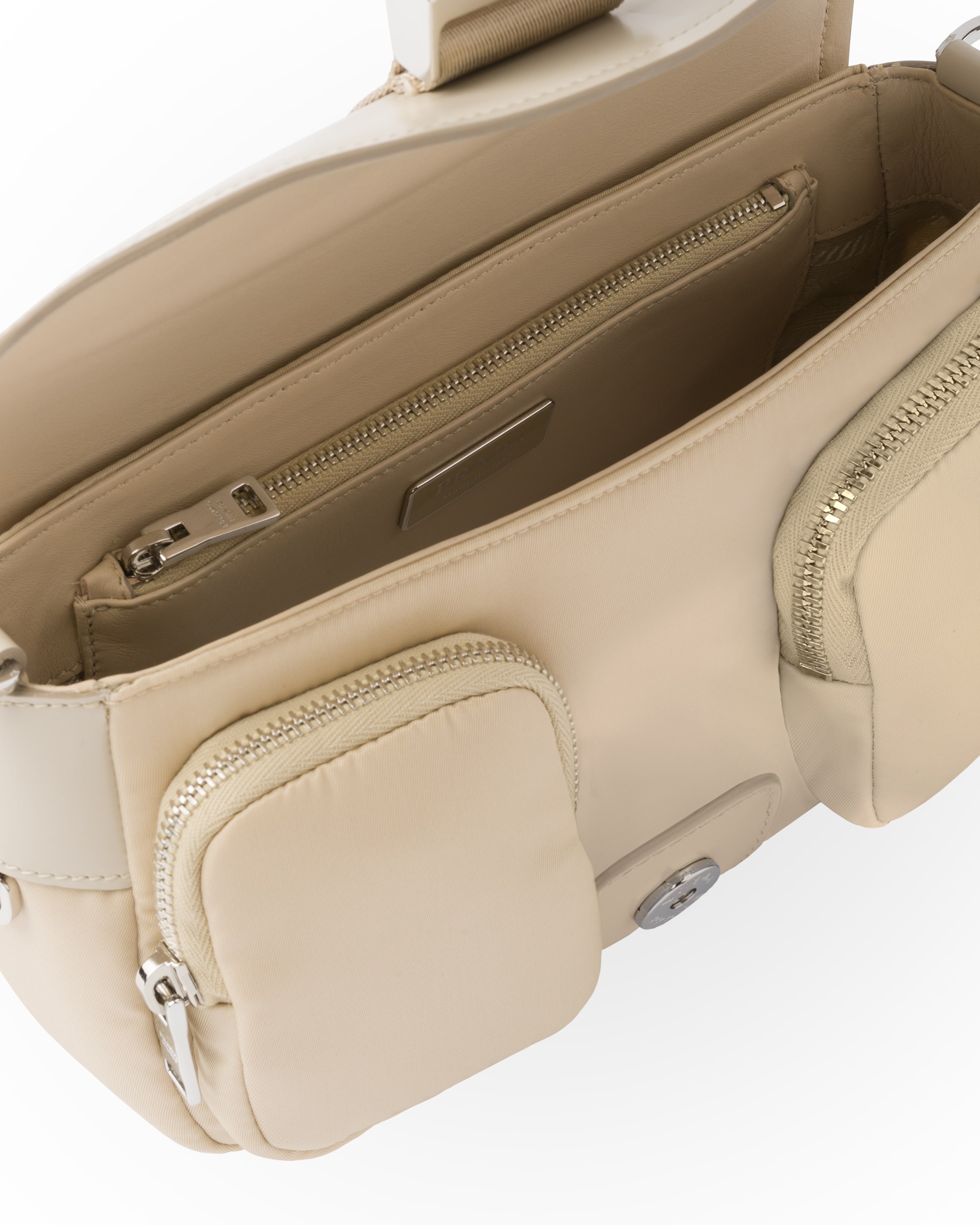 Desert Beige Prada Pocket nylon and brushed leather bag Prada