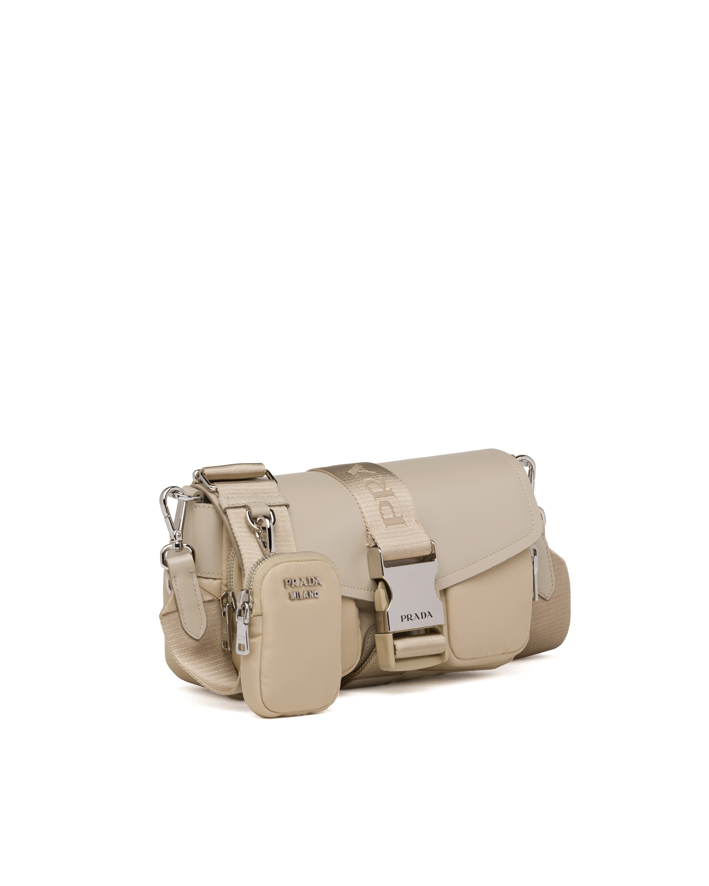 Desert Beige Prada Pocket nylon and brushed leather bag Prada