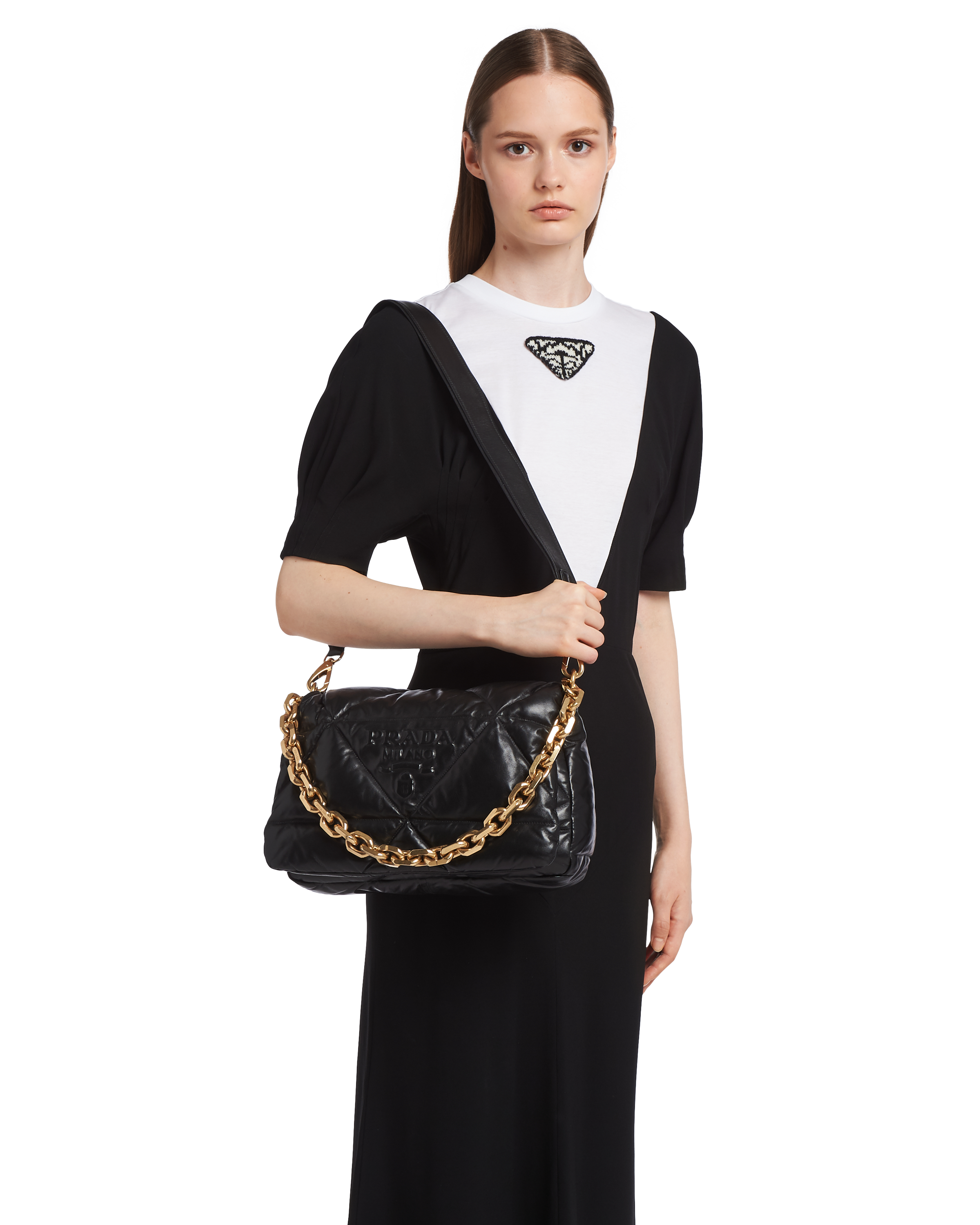 Prada nappa sales leather shoulder bag
