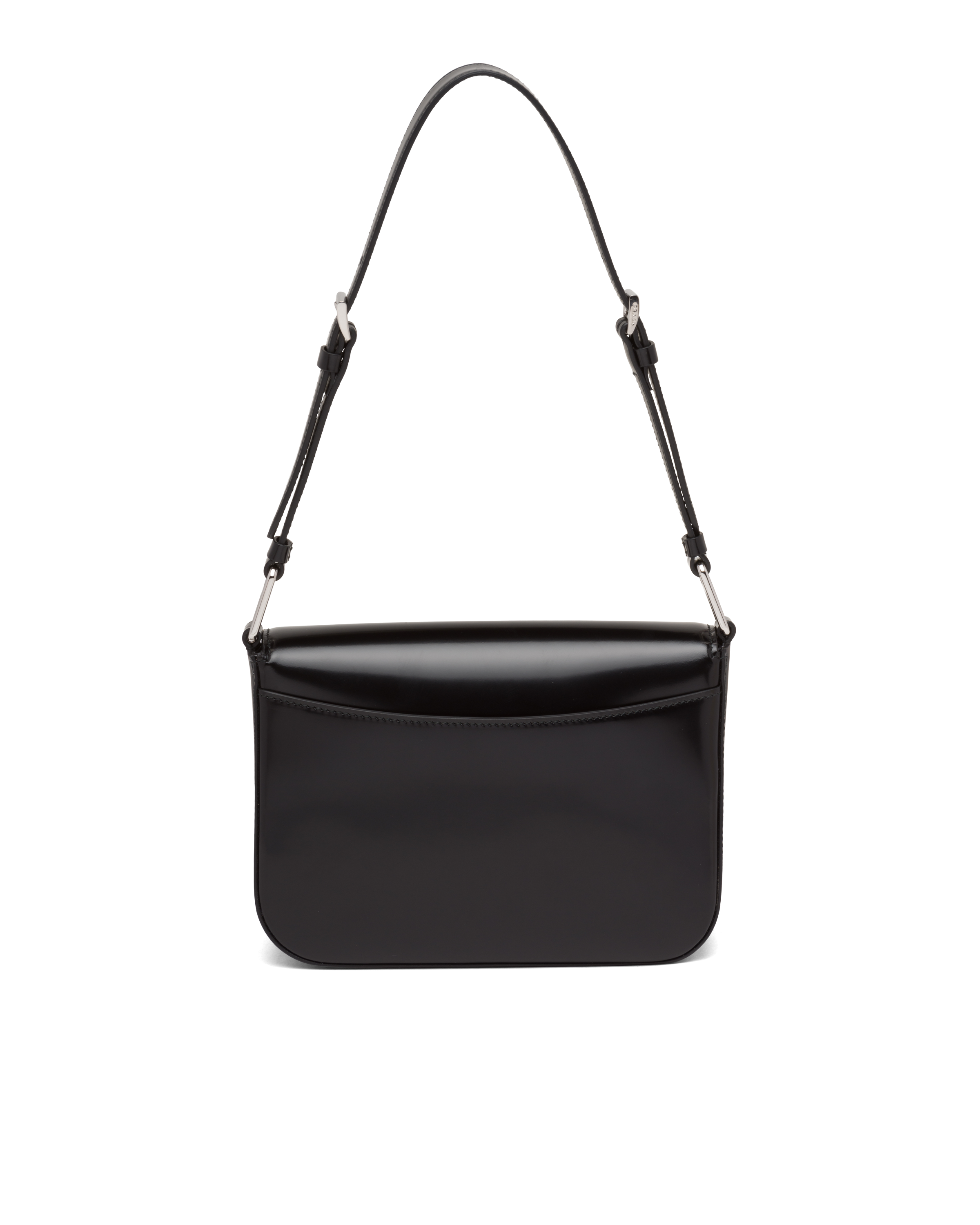 Black Brushed leather shoulder bag Prada