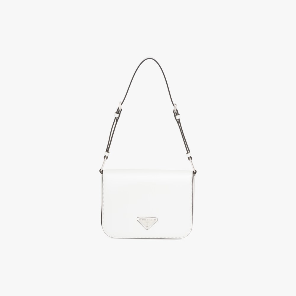 White N Brushed leather shoulder bag Prada