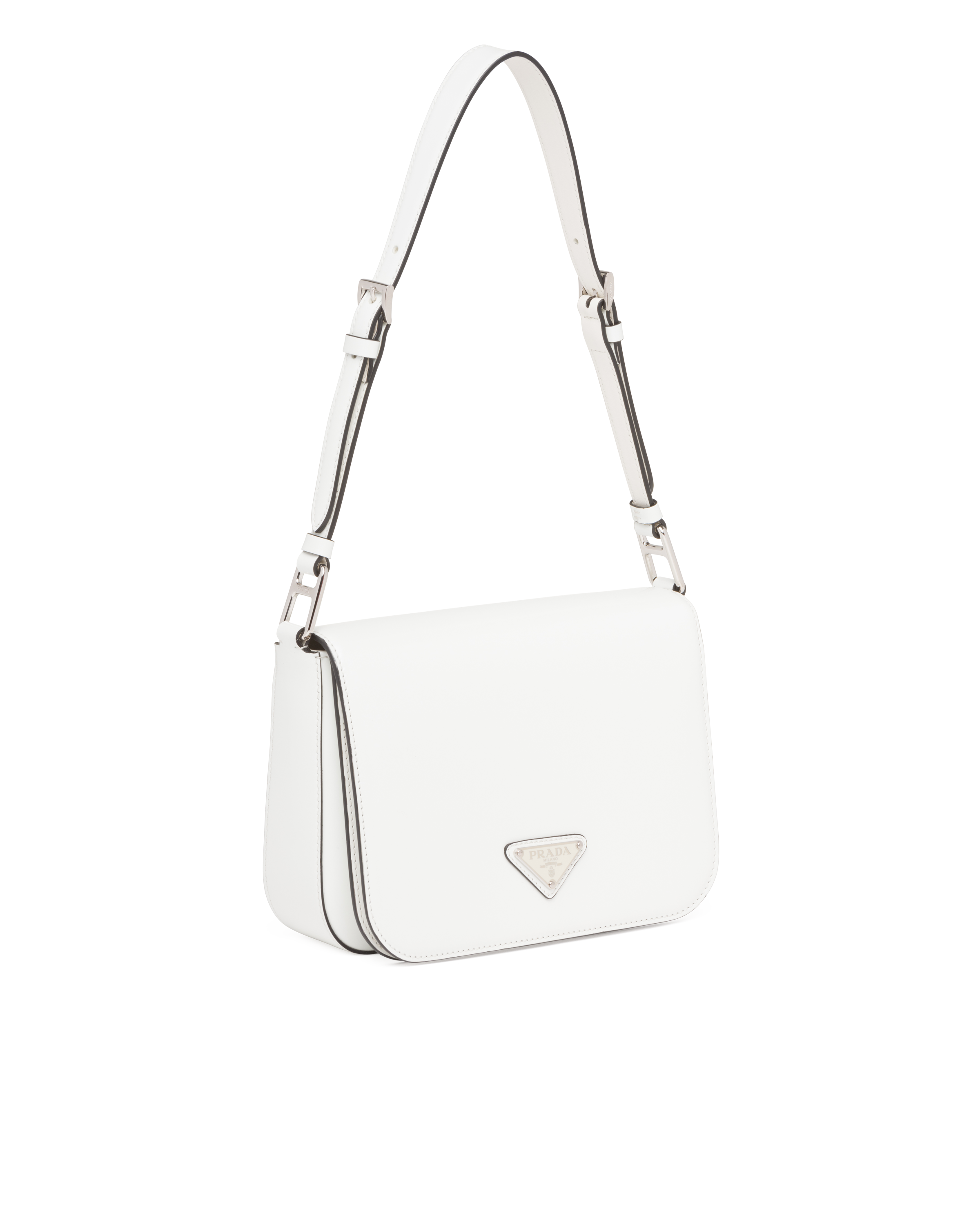 White N Brushed leather shoulder bag | Prada