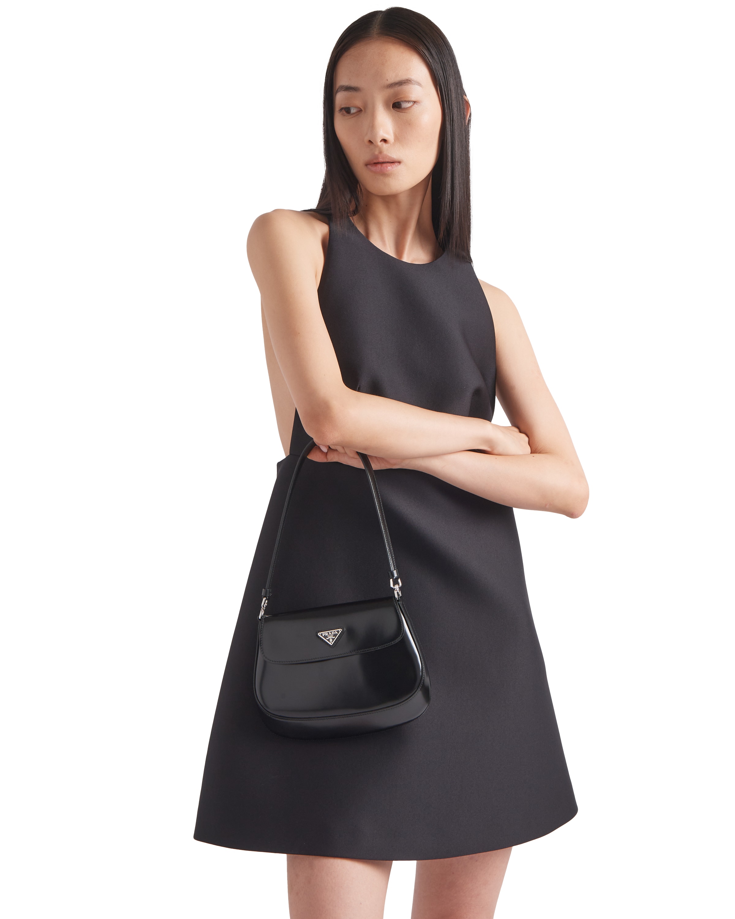 Prada Cleo brushed leather shoulder bag with flap Prada