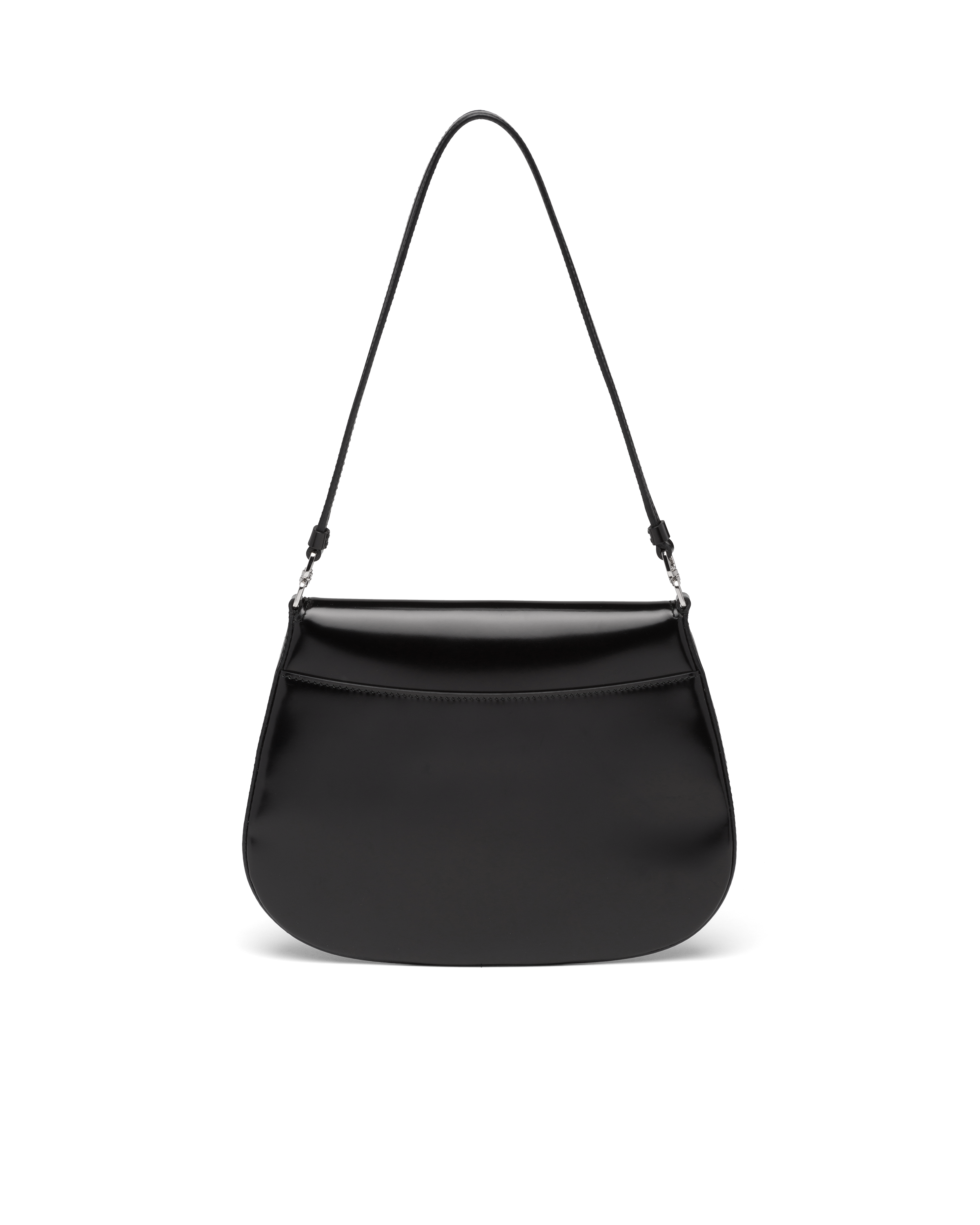 Black Prada Cleo brushed leather shoulder bag with flap Prada