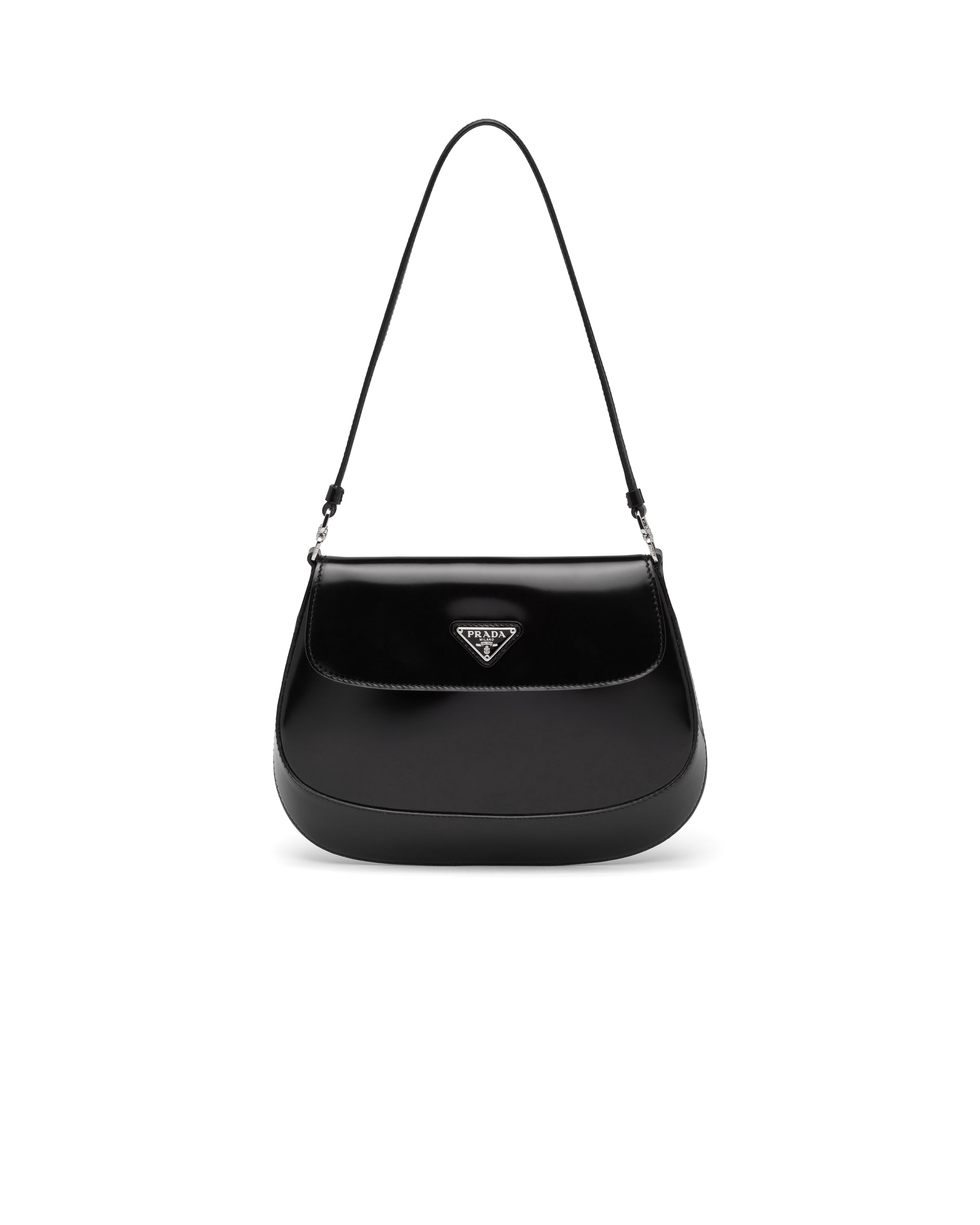 Prada Cleo brushed leather shoulder bag with flap | Prada