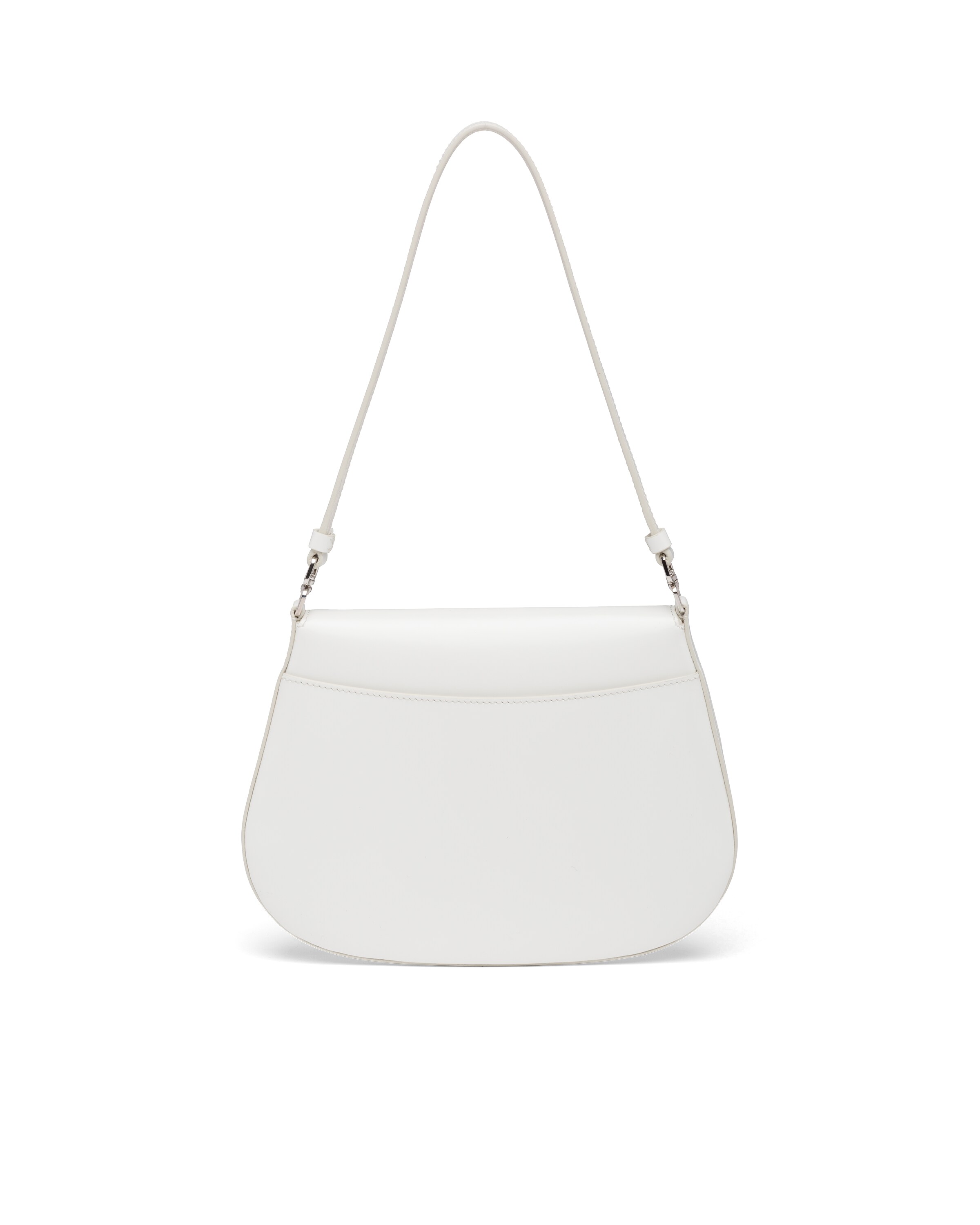 White Prada Cleo brushed leather shoulder bag with flap Prada