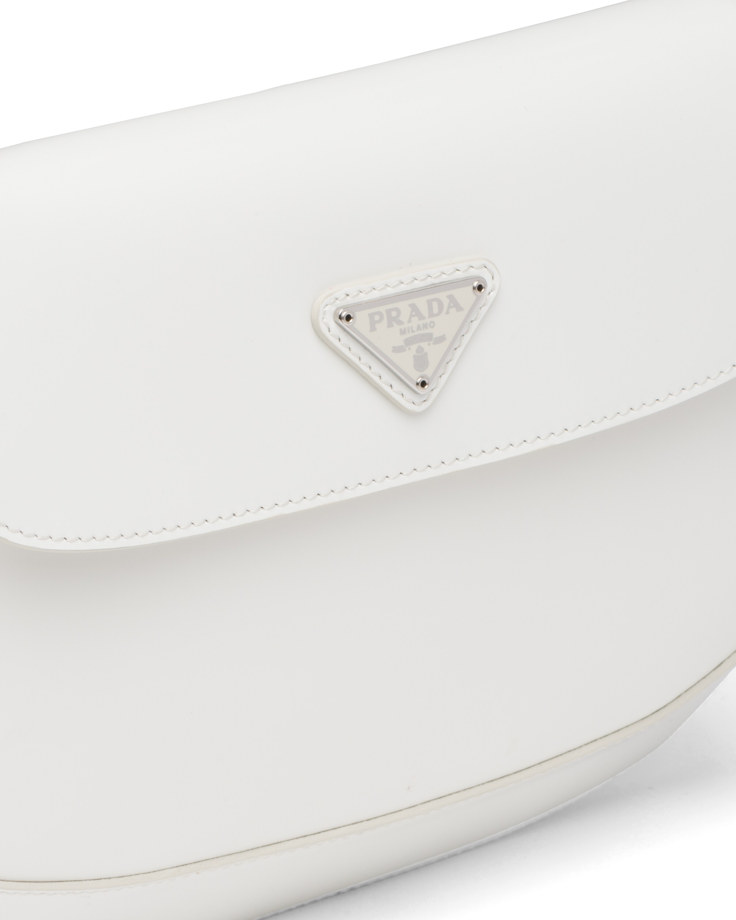 White Prada Cleo brushed leather shoulder bag with flap Prada