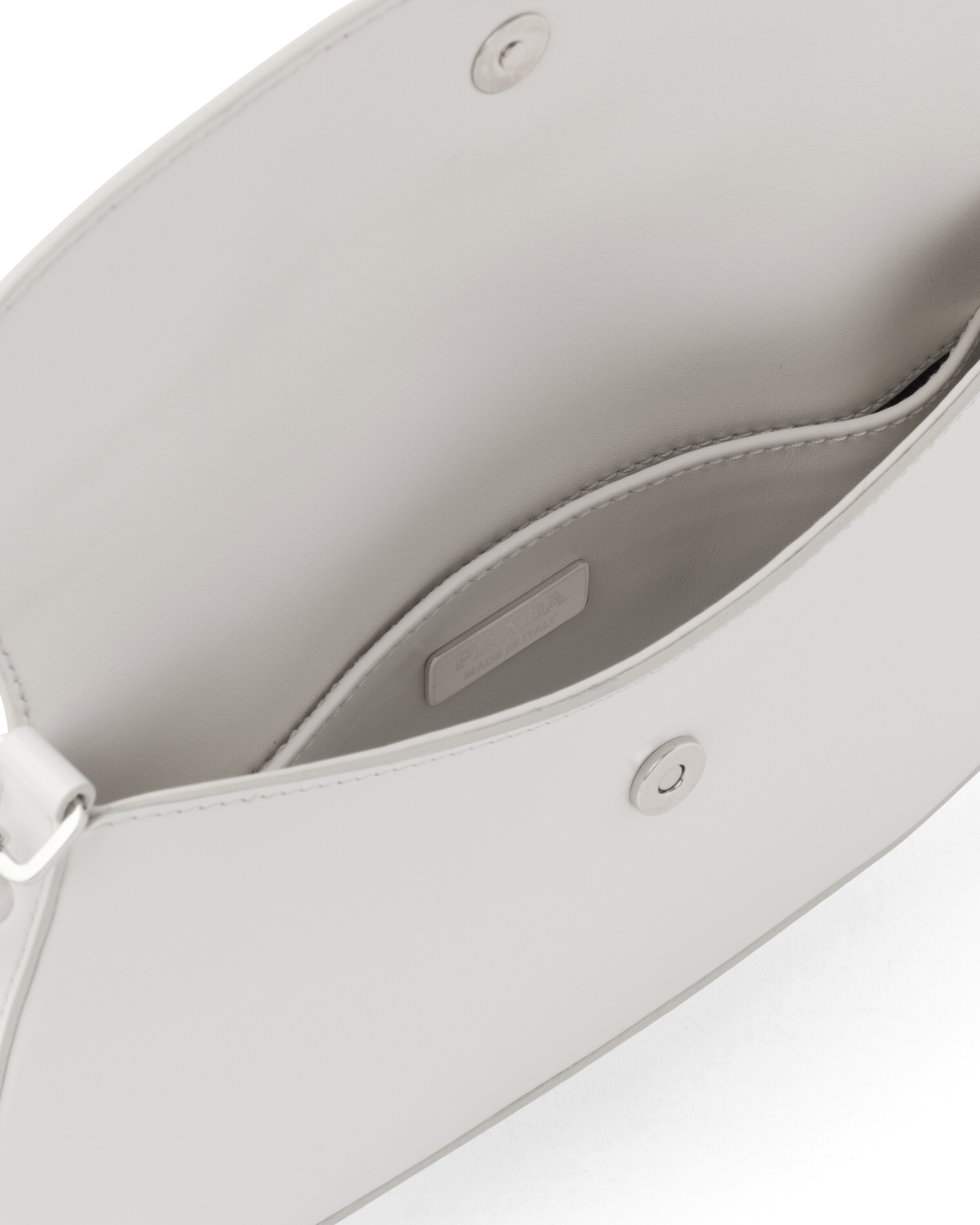 White Prada Cleo brushed leather shoulder bag with flap Prada