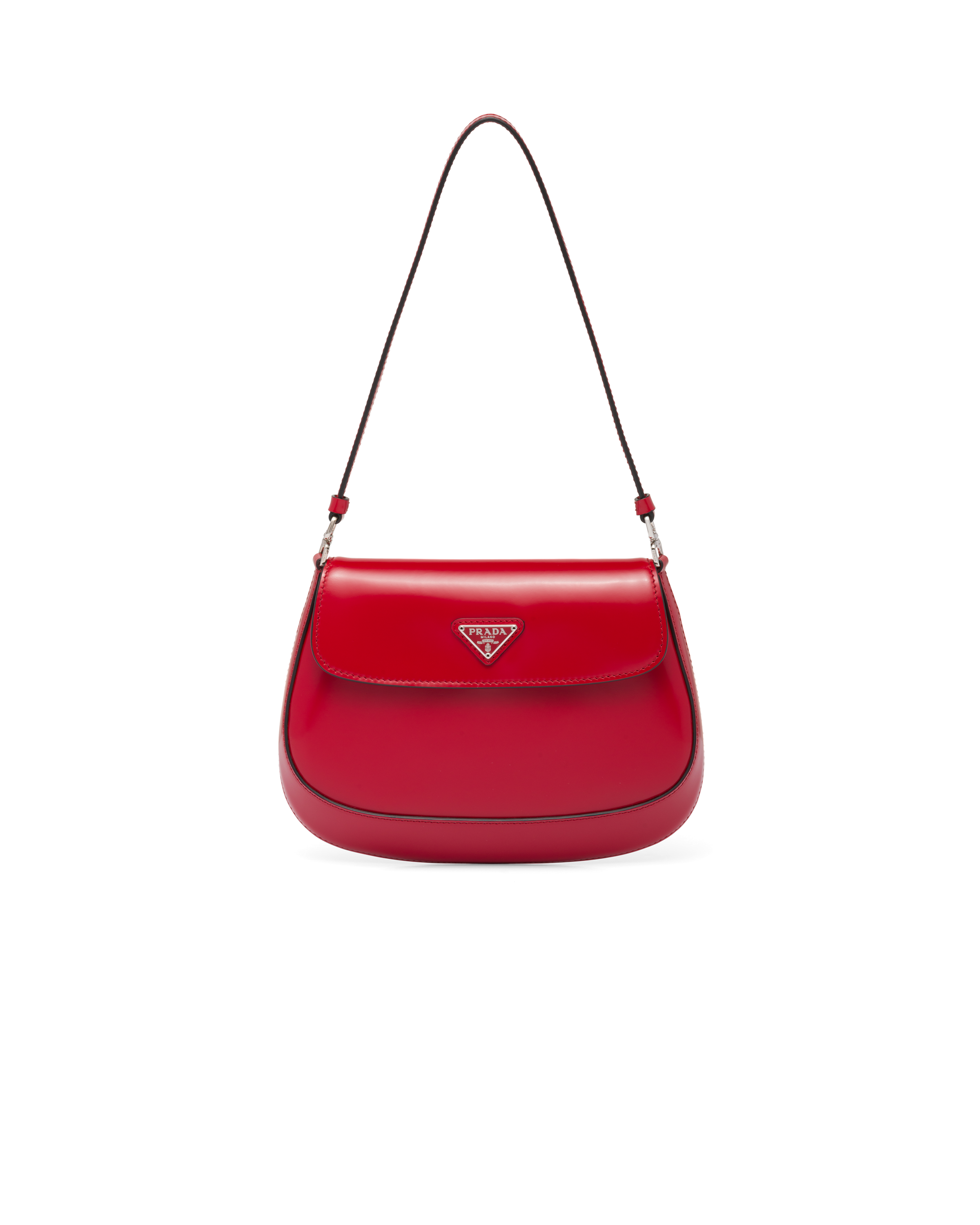 Scarlet Prada Cleo brushed leather shoulder bag with flap Prada