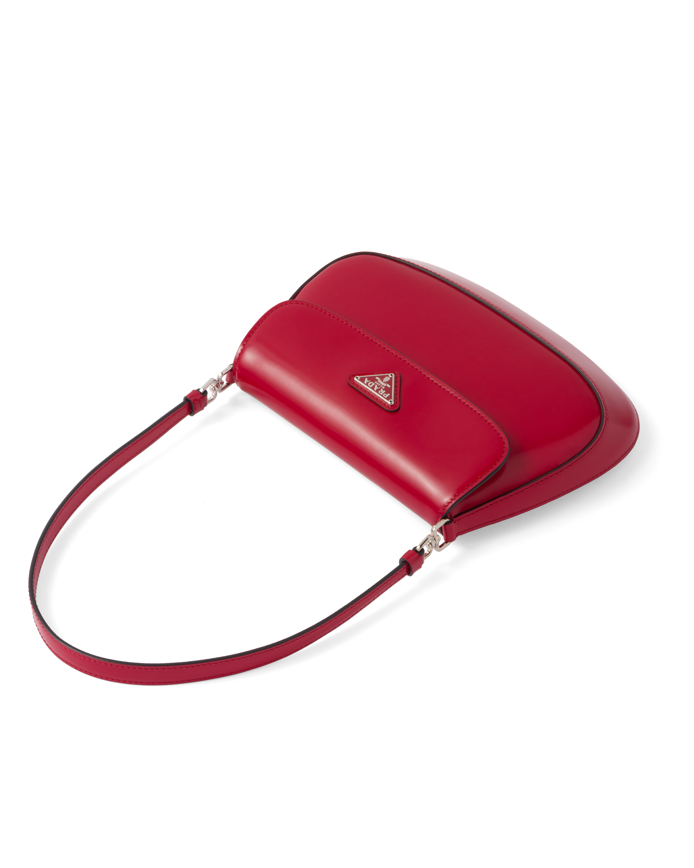 Scarlet Prada Cleo brushed leather shoulder bag with flap Prada