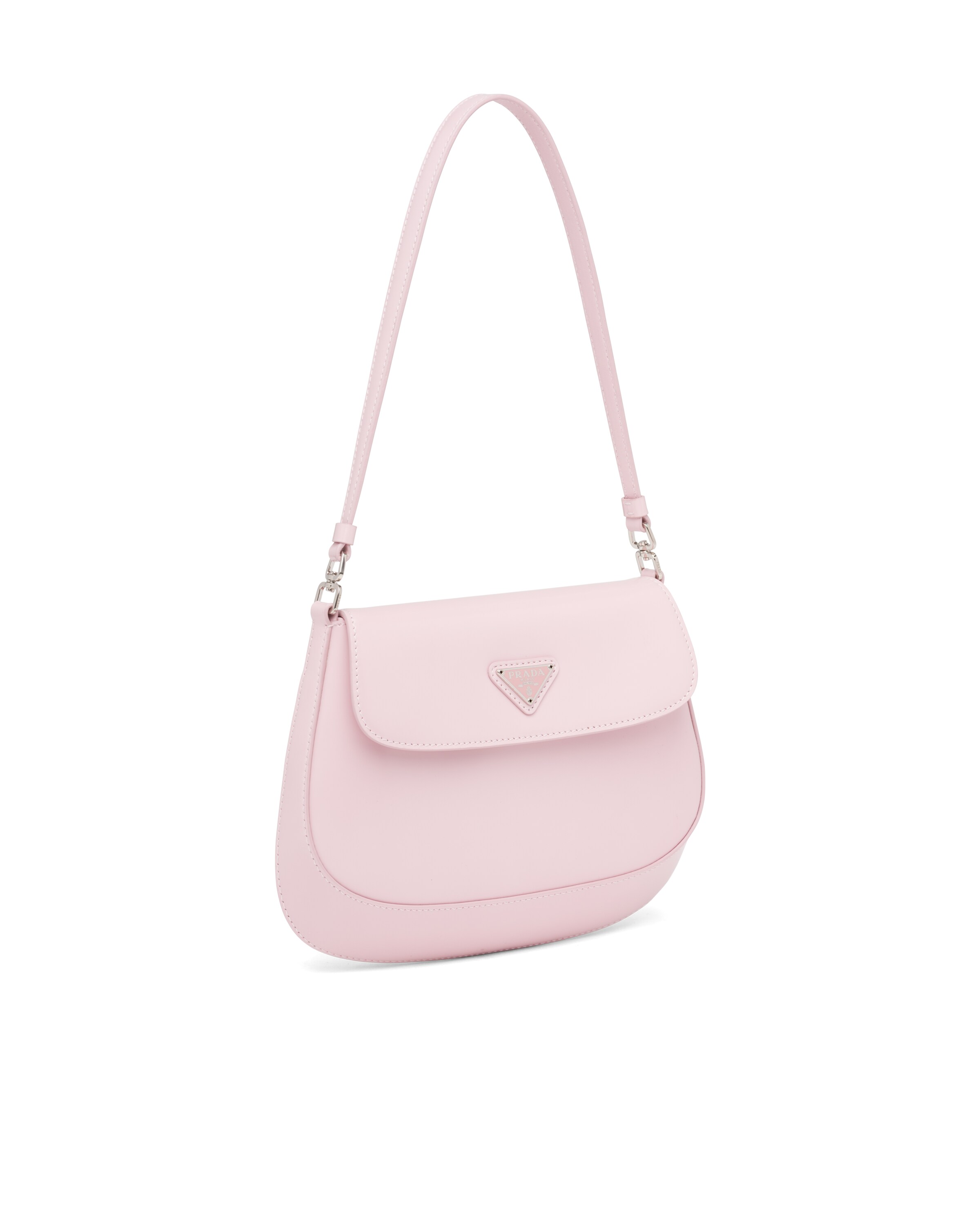Alabaster Pink Prada Cleo brushed leather shoulder bag with flap Prada