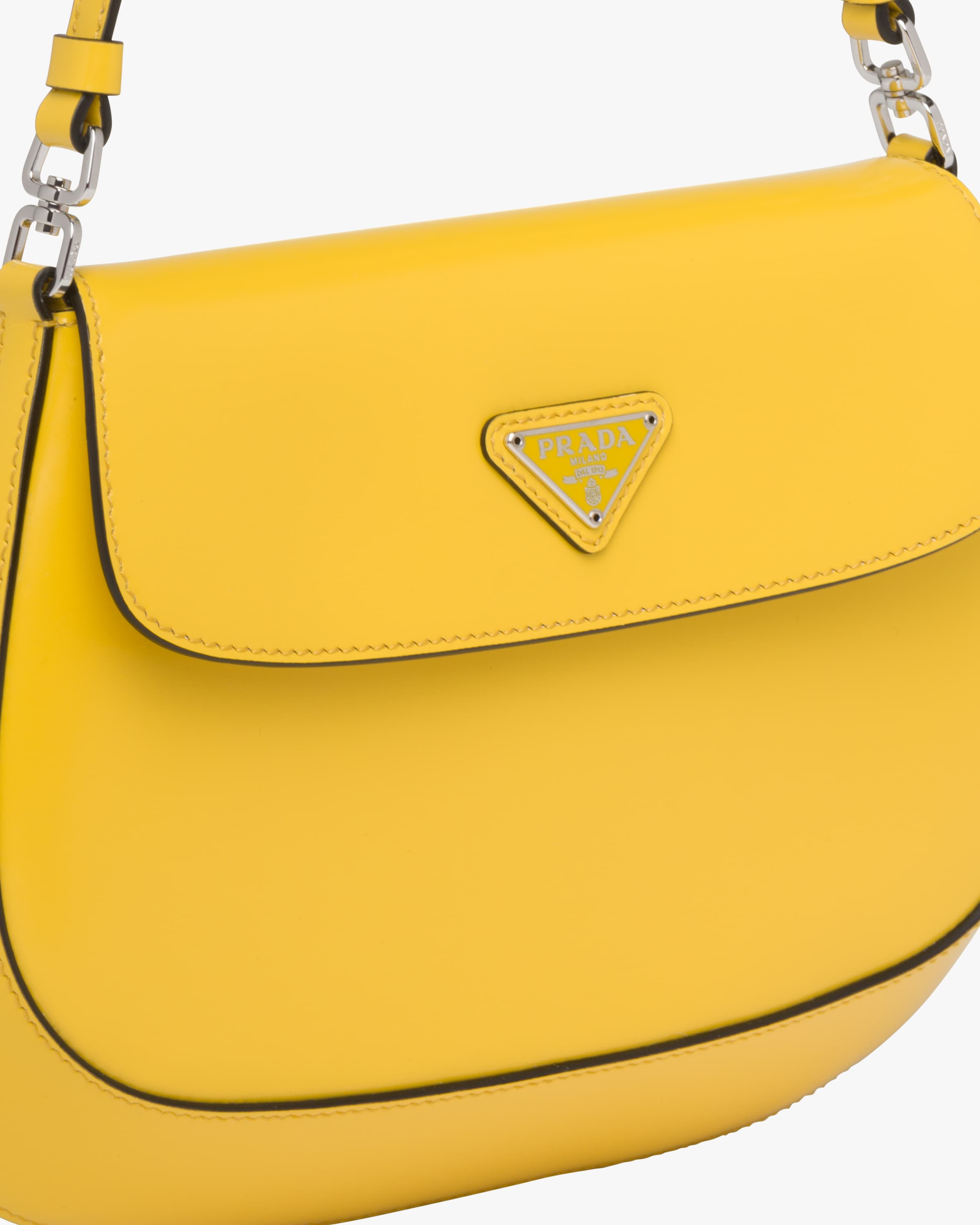Bright Yellow N Prada Cleo brushed leather shoulder bag with flap Prada