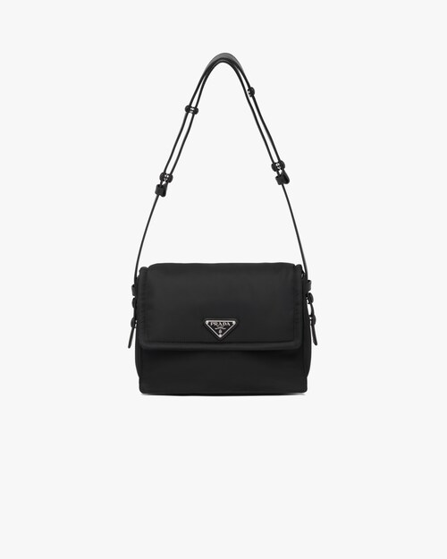 Black Small padded ReNylon shoulder bag Prada
