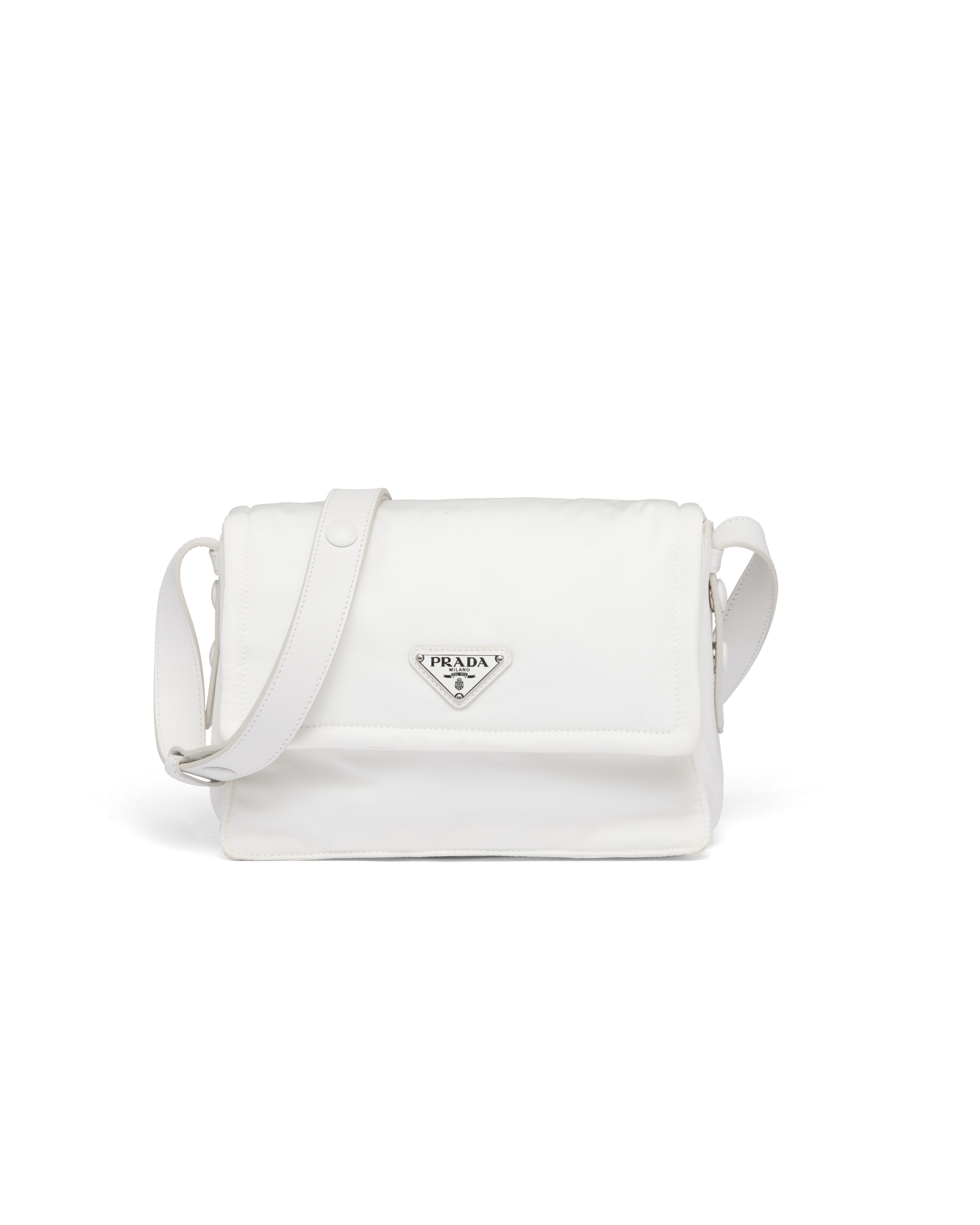 Borsa Prada Traveller Small In Re-nylon Imbottito, Donna, Bianco