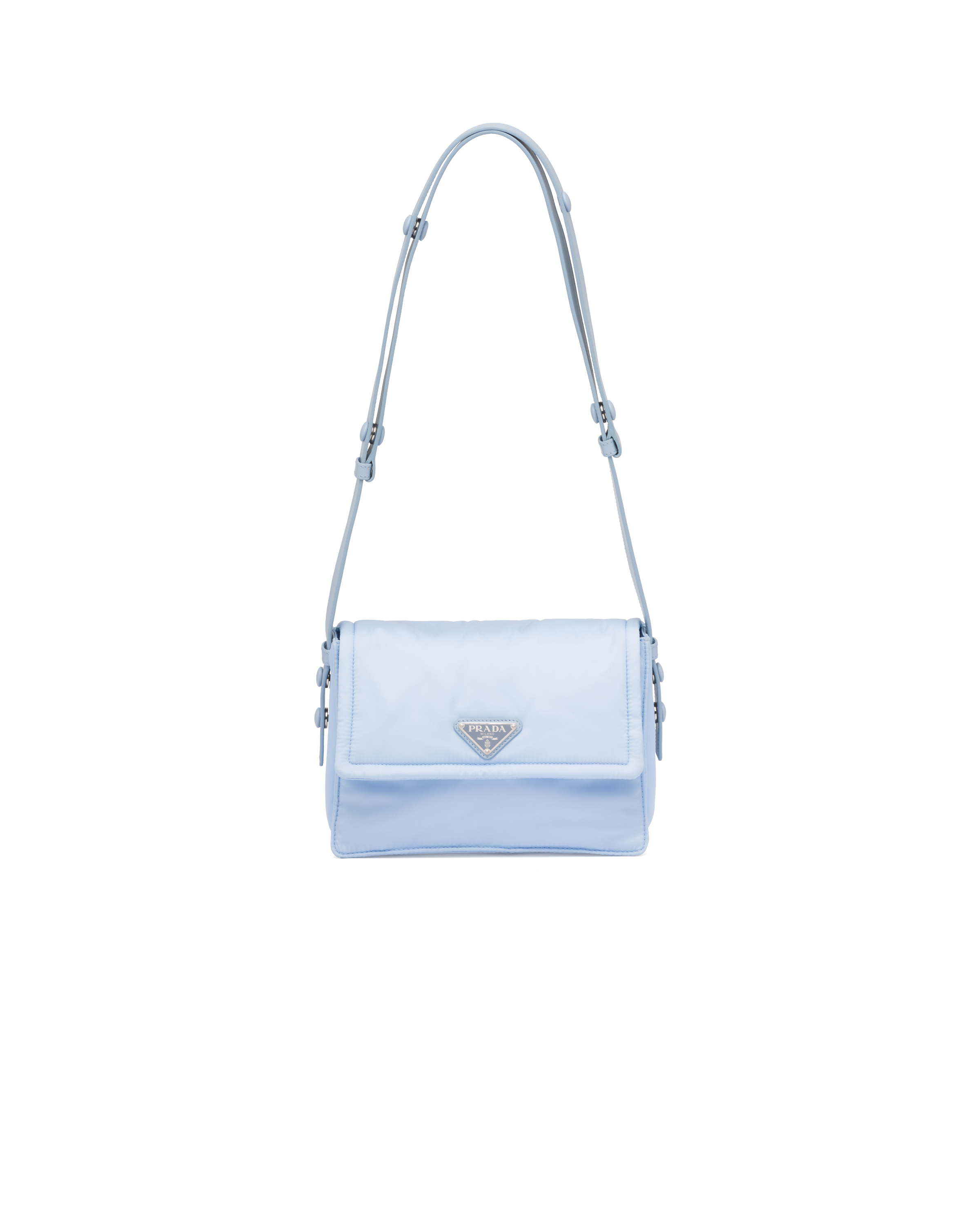 Shop Prada Kleine Schultertasche Aus Gepolstertem Re-nylon In Celeste