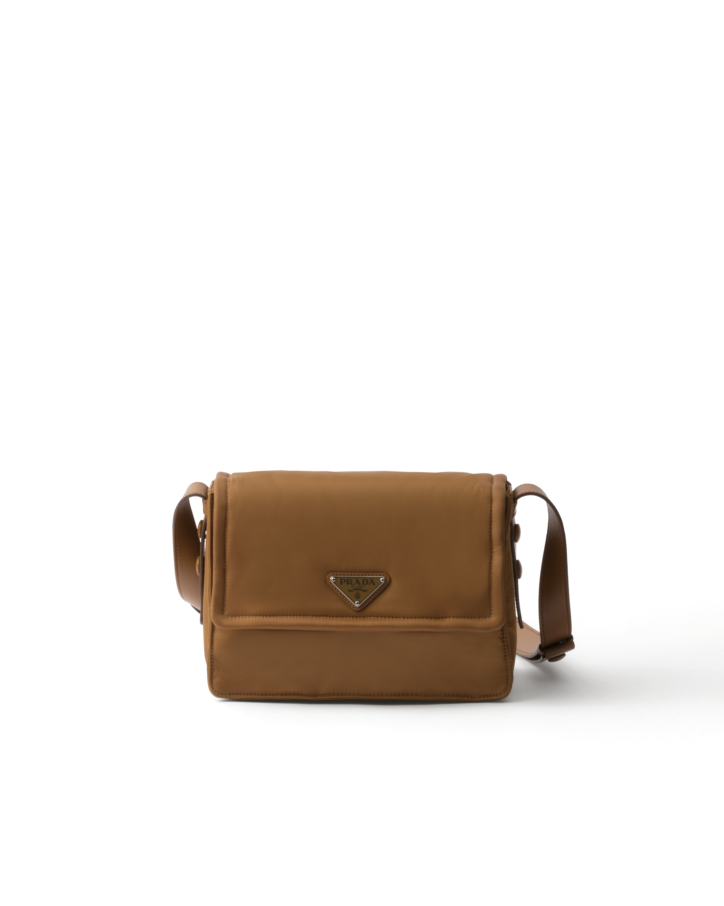 Petit Sac Porté Épaule Prada Traveller En Re-nylon Matelassé, Femme, Brandy