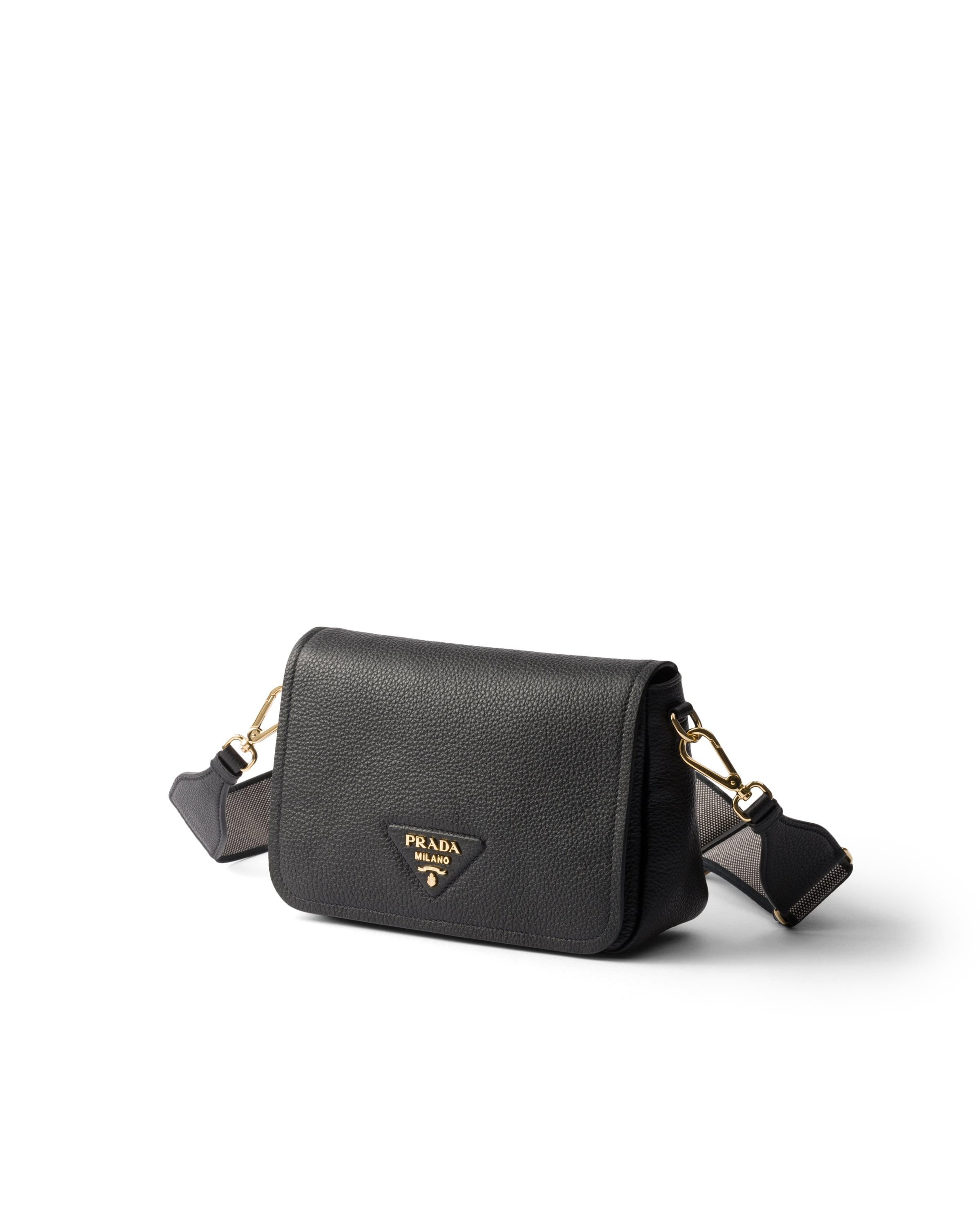 Prada Daino Flap Soft Leather Crossbody Bag In F0632 Nero 1 | ModeSens