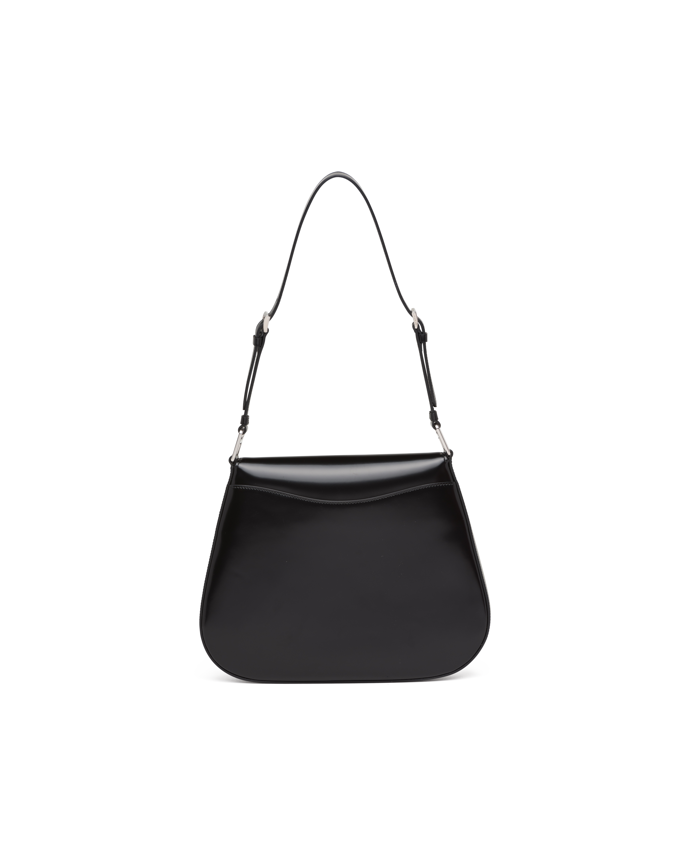 Black Prada Cleo brushed leather shoulder bag with flap Prada