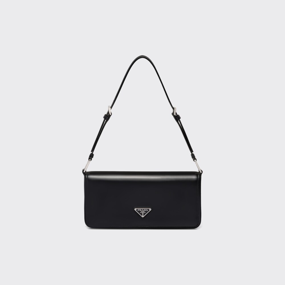 Black Brushed leather Prada Femme bag Prada