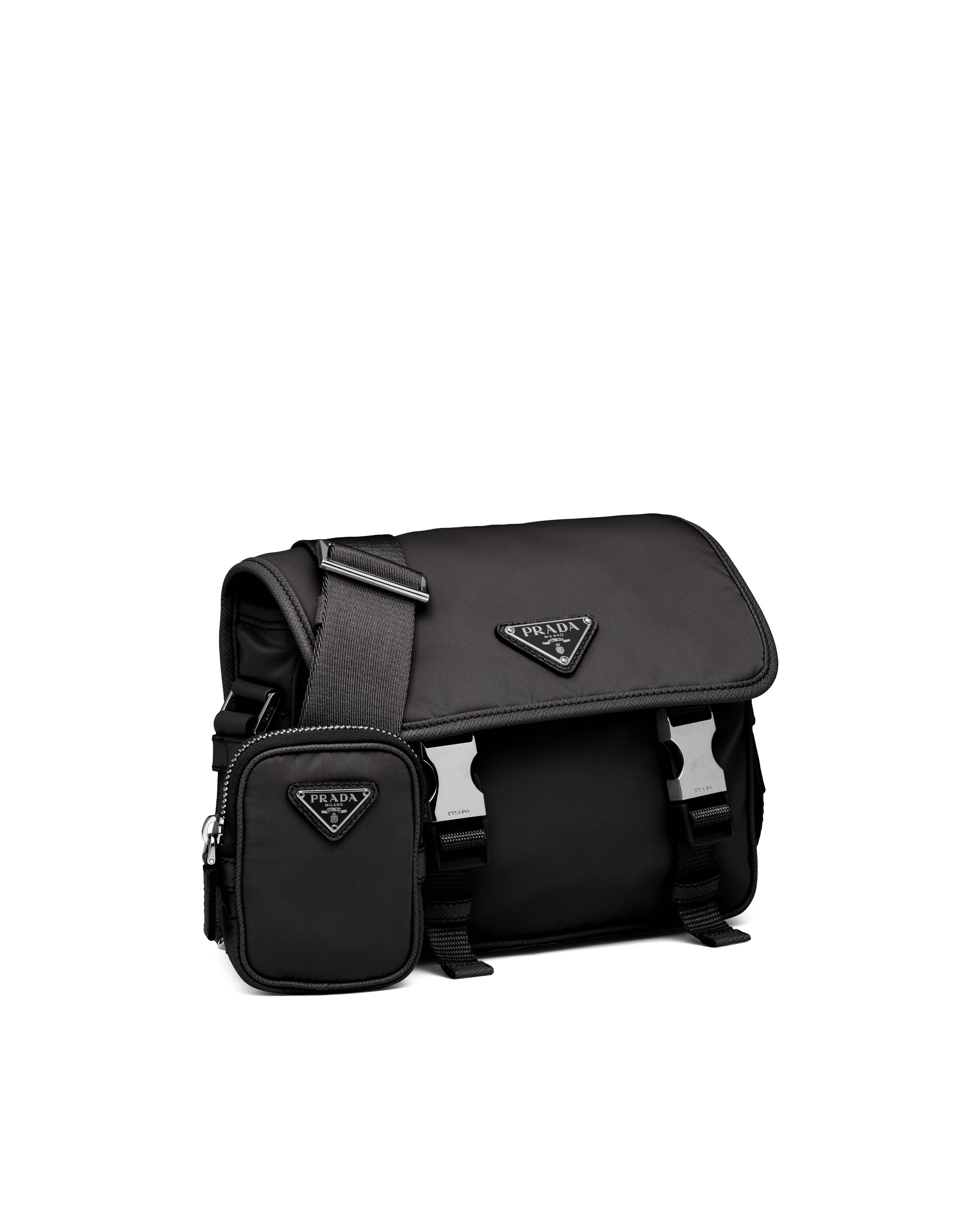 Nylon and Saffiano Leather Shoulder Bag Prada