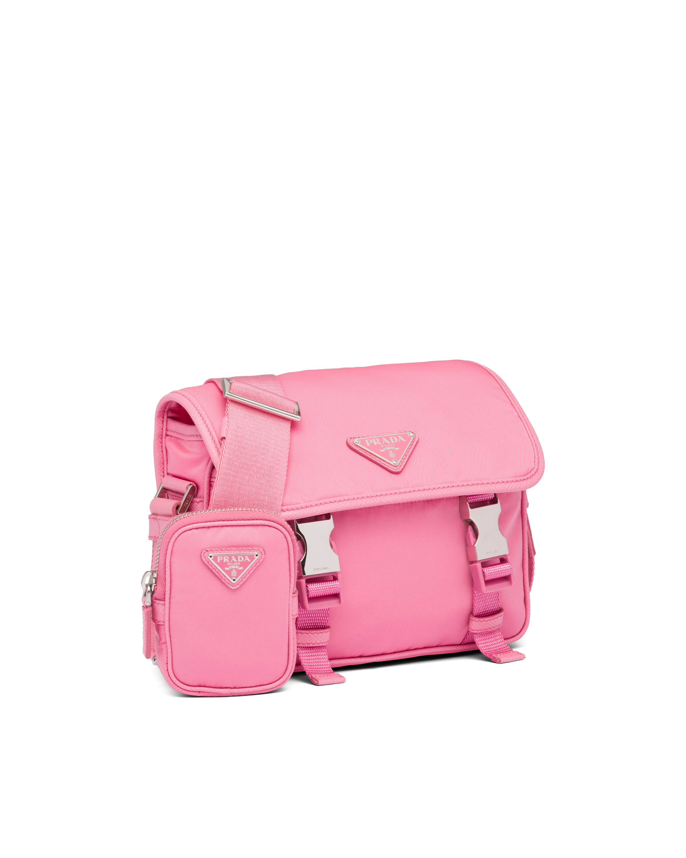 prada mini bag nylon and saffiano leather pink