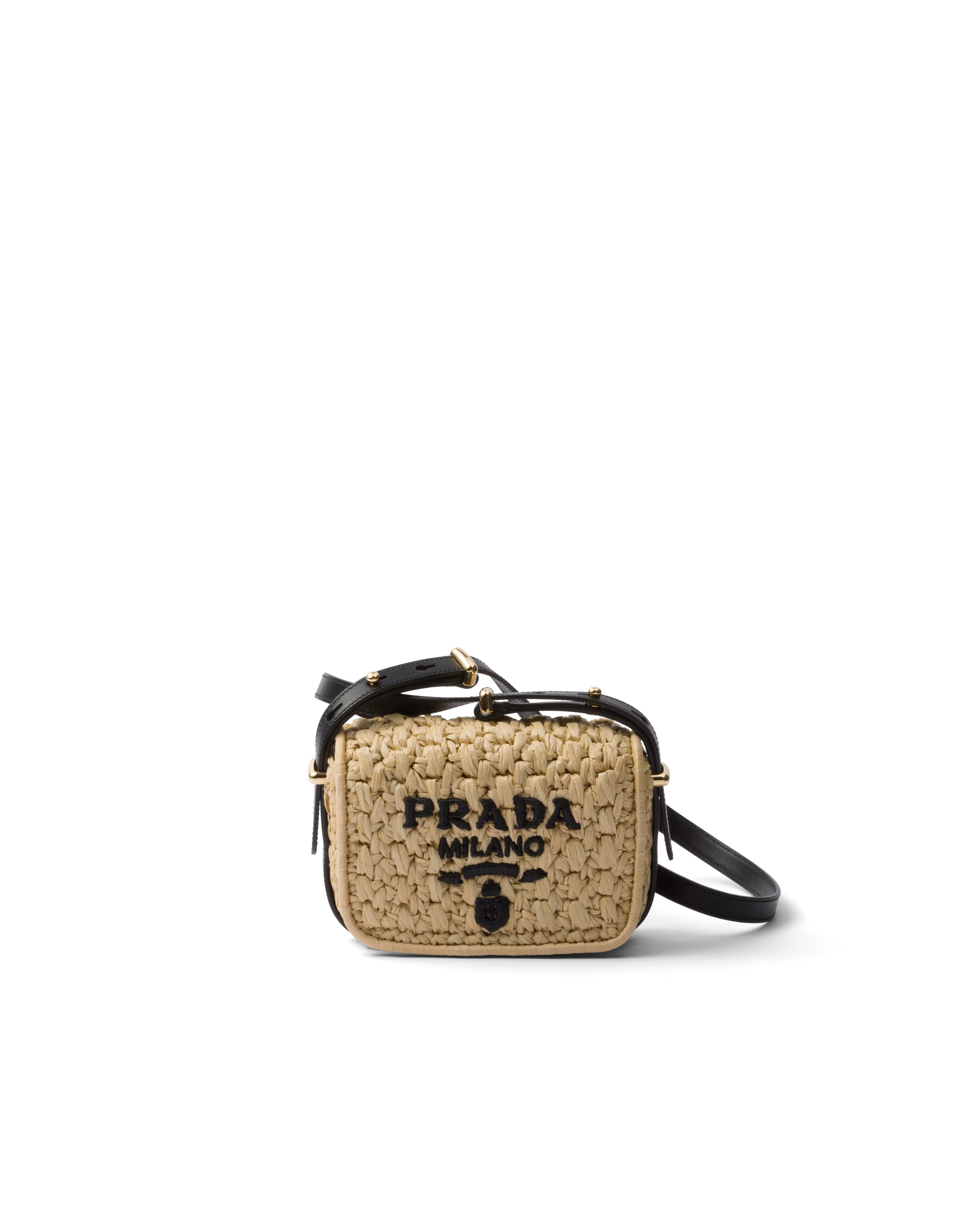 Prada Sac Porté Épaule En Crochet Et Cuir, Femme, Fauve/noir