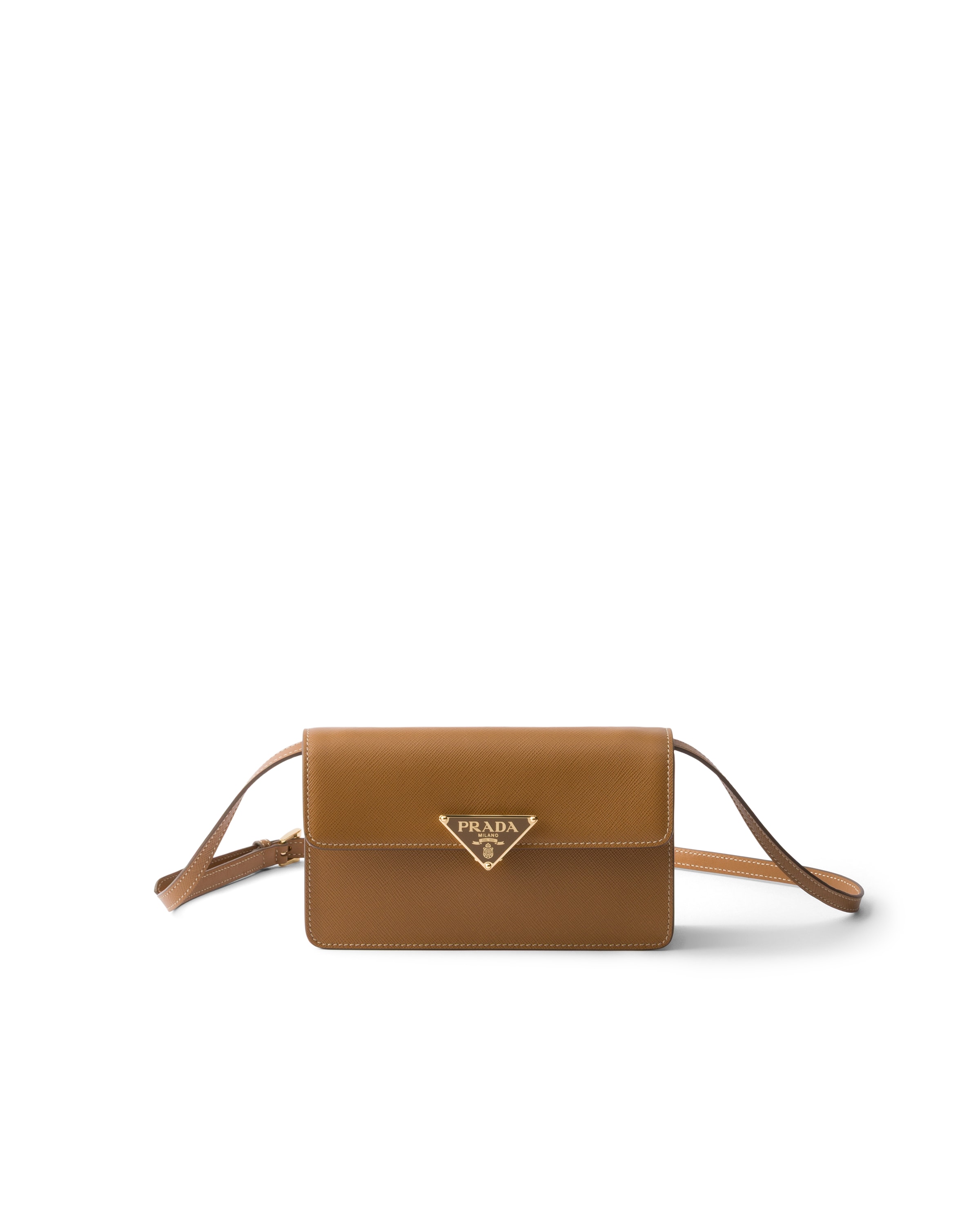 Prada Mini Borsa In Saffiano, Donna, Caramel