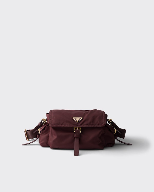 Prada Explore medium Re-Nylon shoulder bag with flap - Burgundy Prada Explore medium Re-Nylon shoulder bag with flap - Burgundy