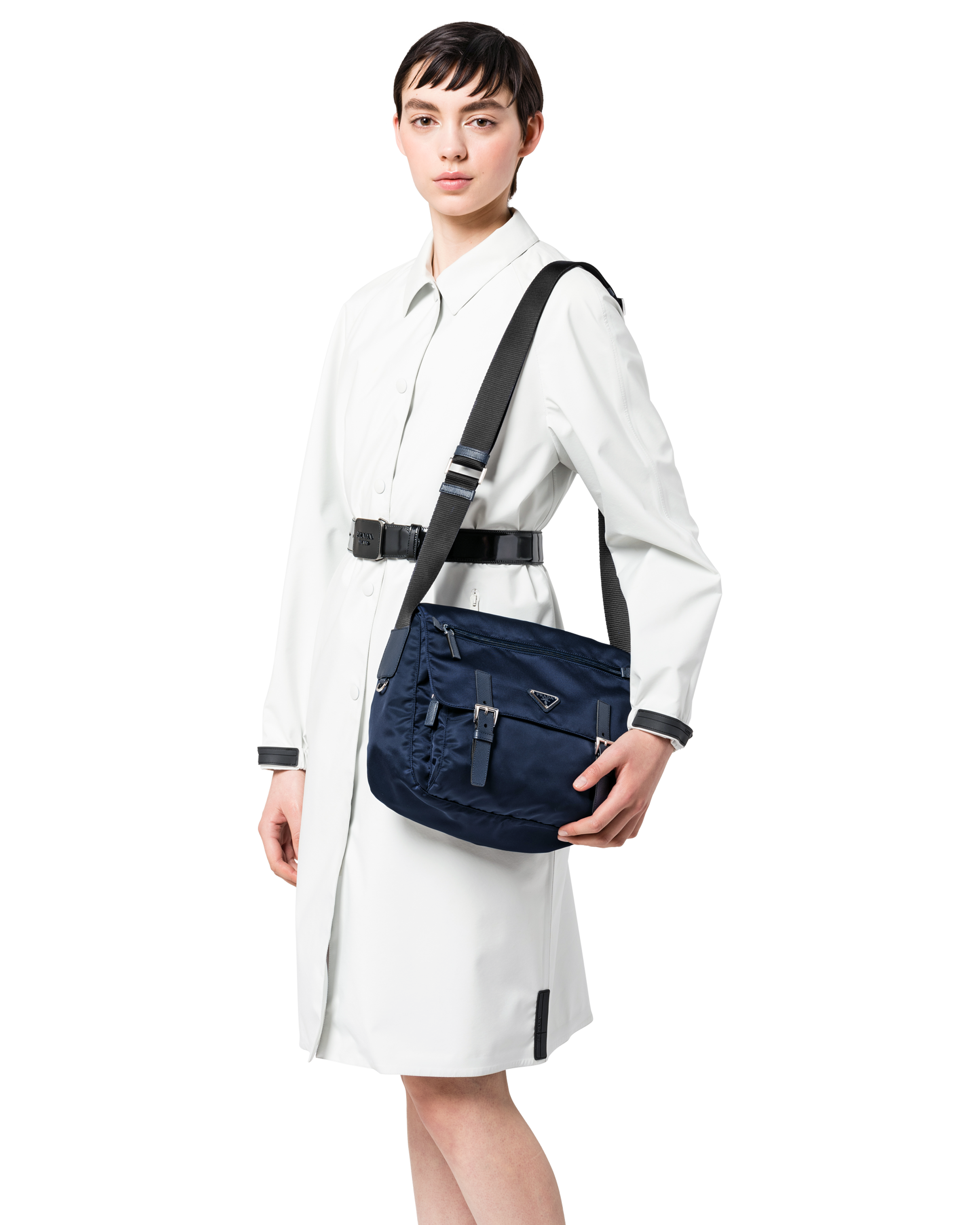 Prada medium sales nylon shoulder bag