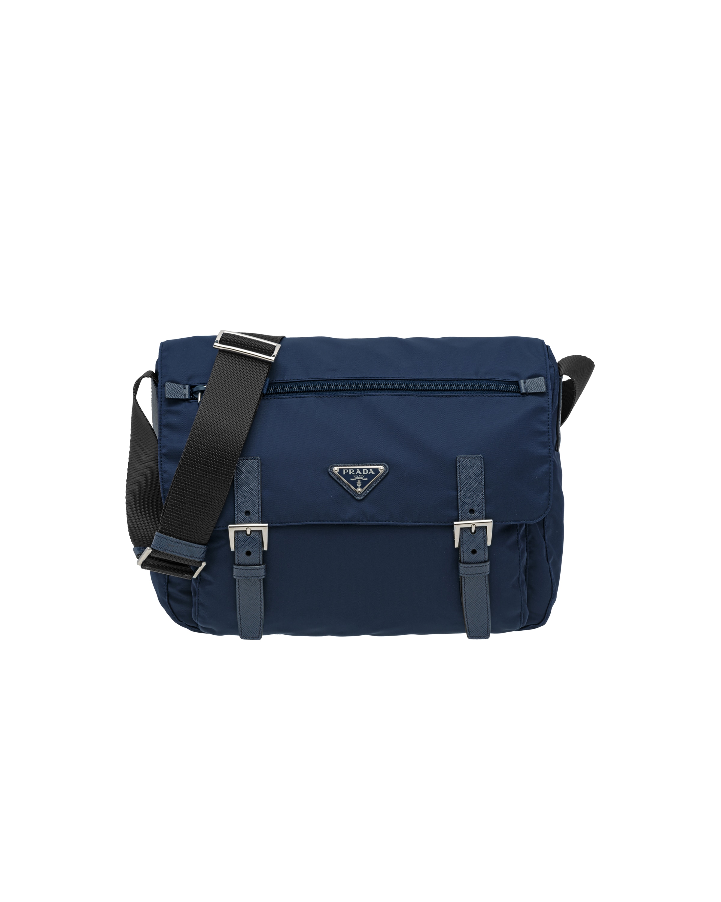 Blue/ Black Medium Nylon Shoulder Bag Prada
