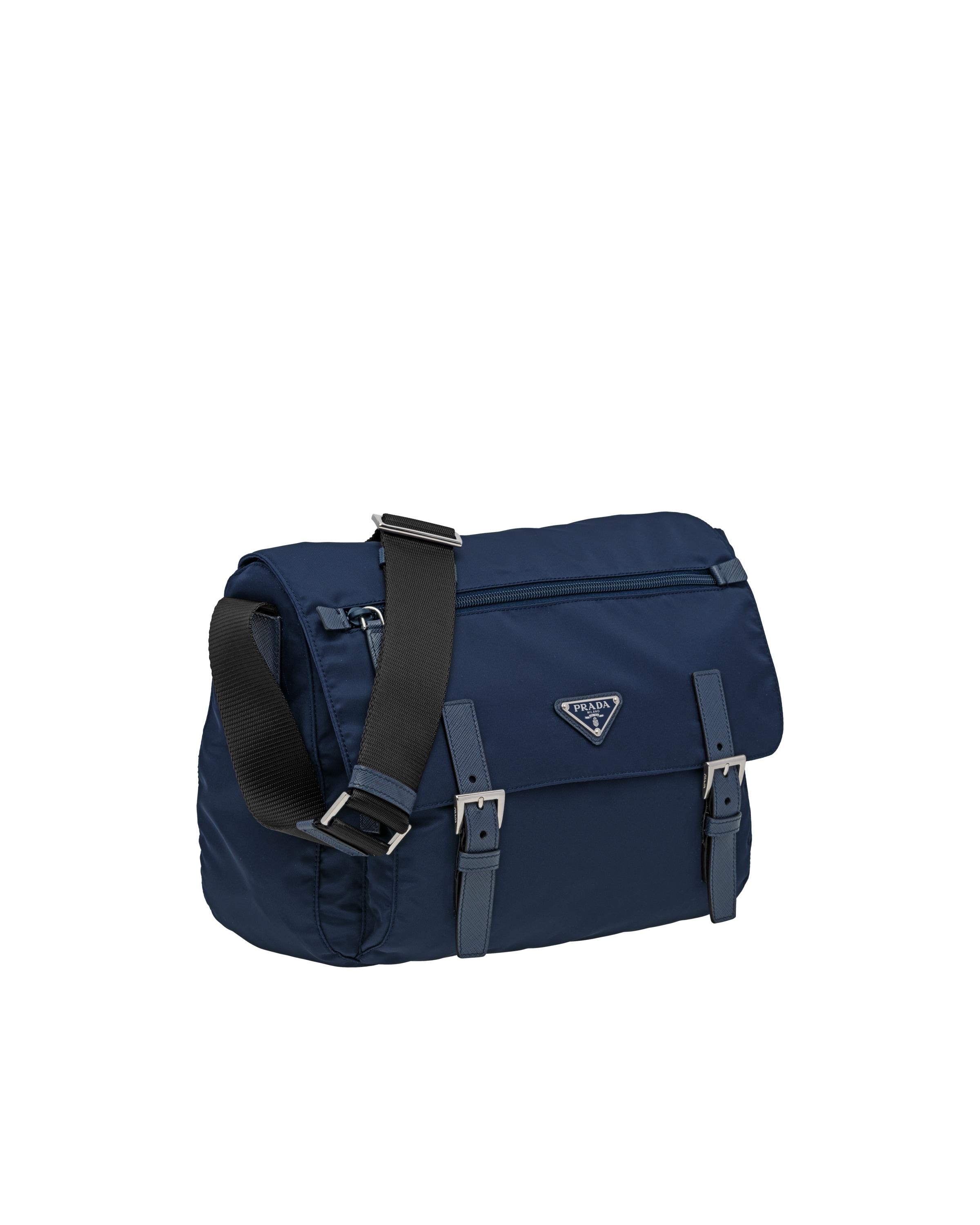 Blue/ Black Medium Nylon Shoulder Bag Prada