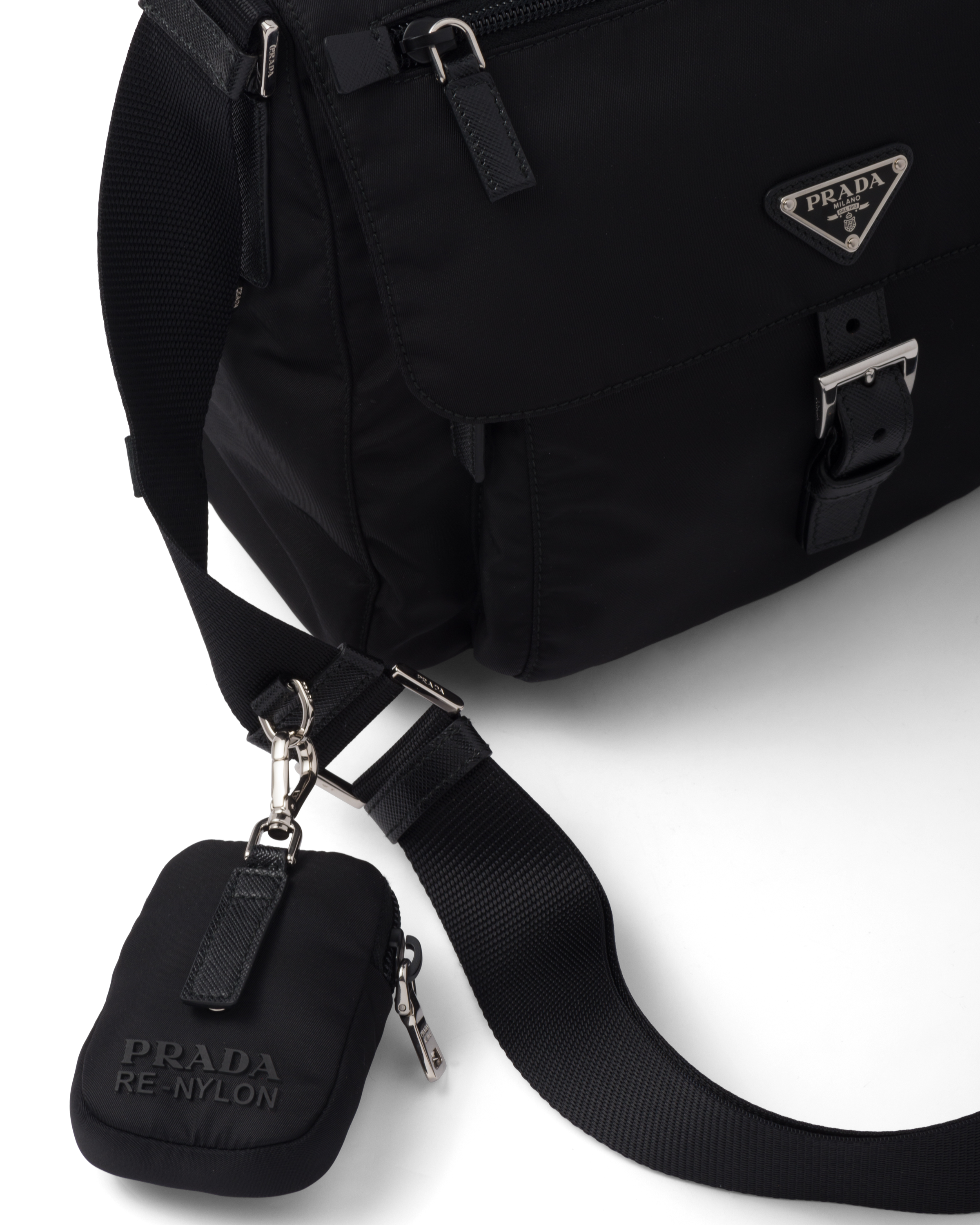 Black Re-Nylon Triangle cross-body bag, Prada