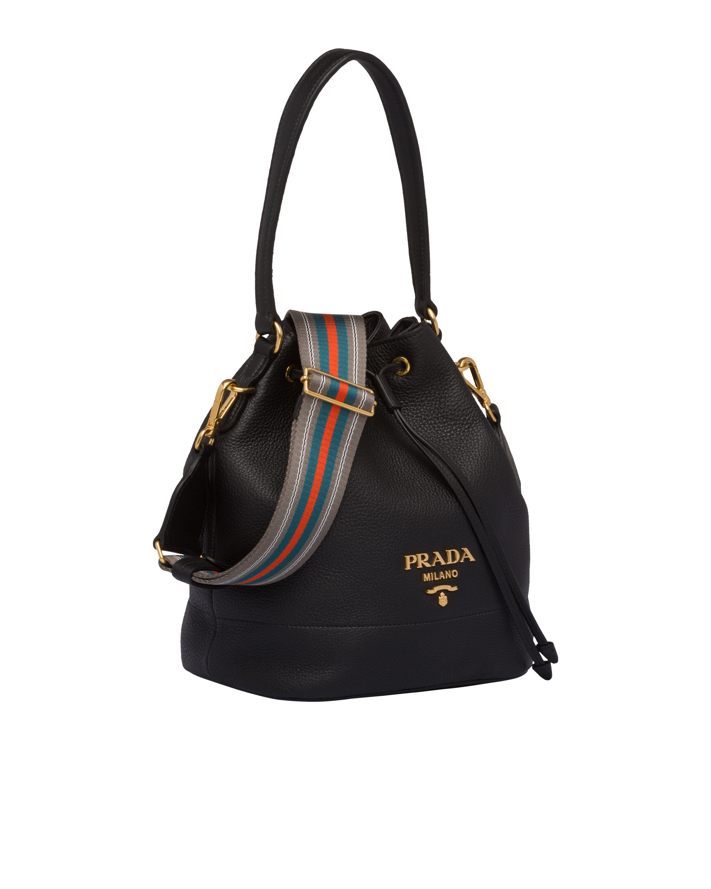 prada bucket leather bag